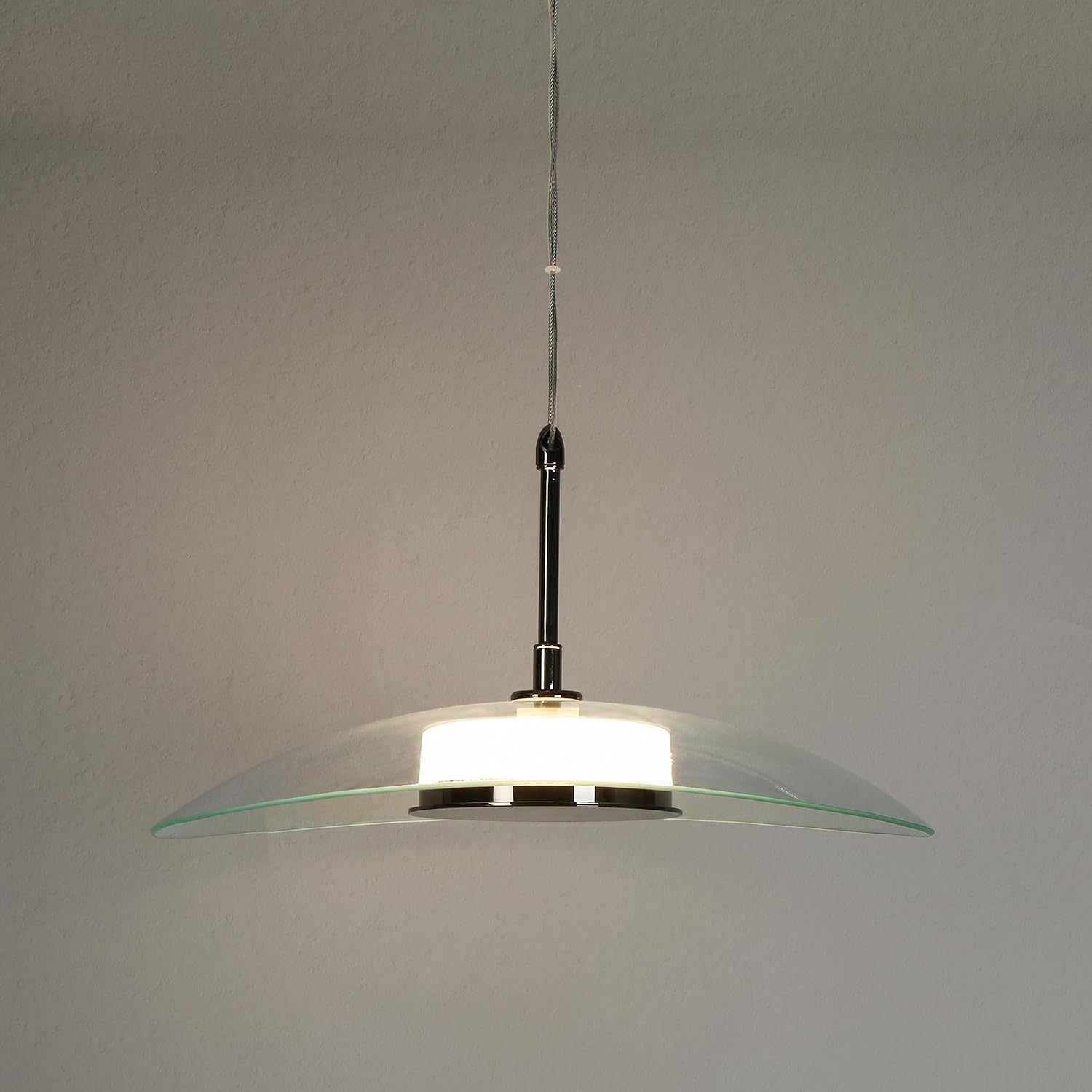 KSANA Modern Black Nickel Glass Pendant Light, 14.2" LED Large Glass Pendant Lighting Hanging Light with Adjustable Height for Dining Room, Foyer, Kitchen Island, Living Room