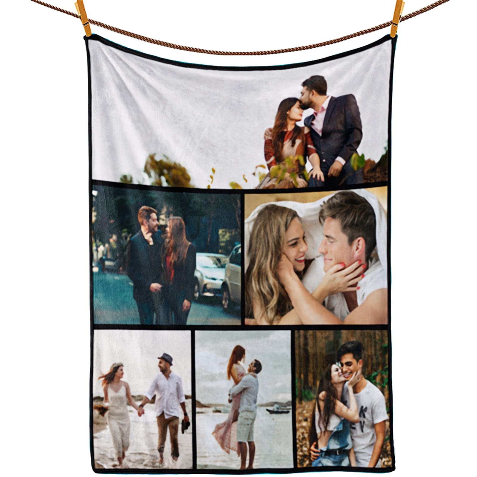 Custom Blanket with Photos Text Personalized Flannel Sofa Bed Seat Throw Travel Rug Gift for Valentines Day, Love Father Mother Day. Baby, Friends, Pet, Grandpa, Grandma, Birthday, Anniversary