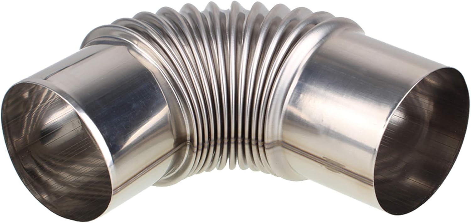 ETFBUY 2.36inch Sliver Stainless Steel Non-Insulated Flex Air Exhaust Hose for Hydroponics Kitchen Drier