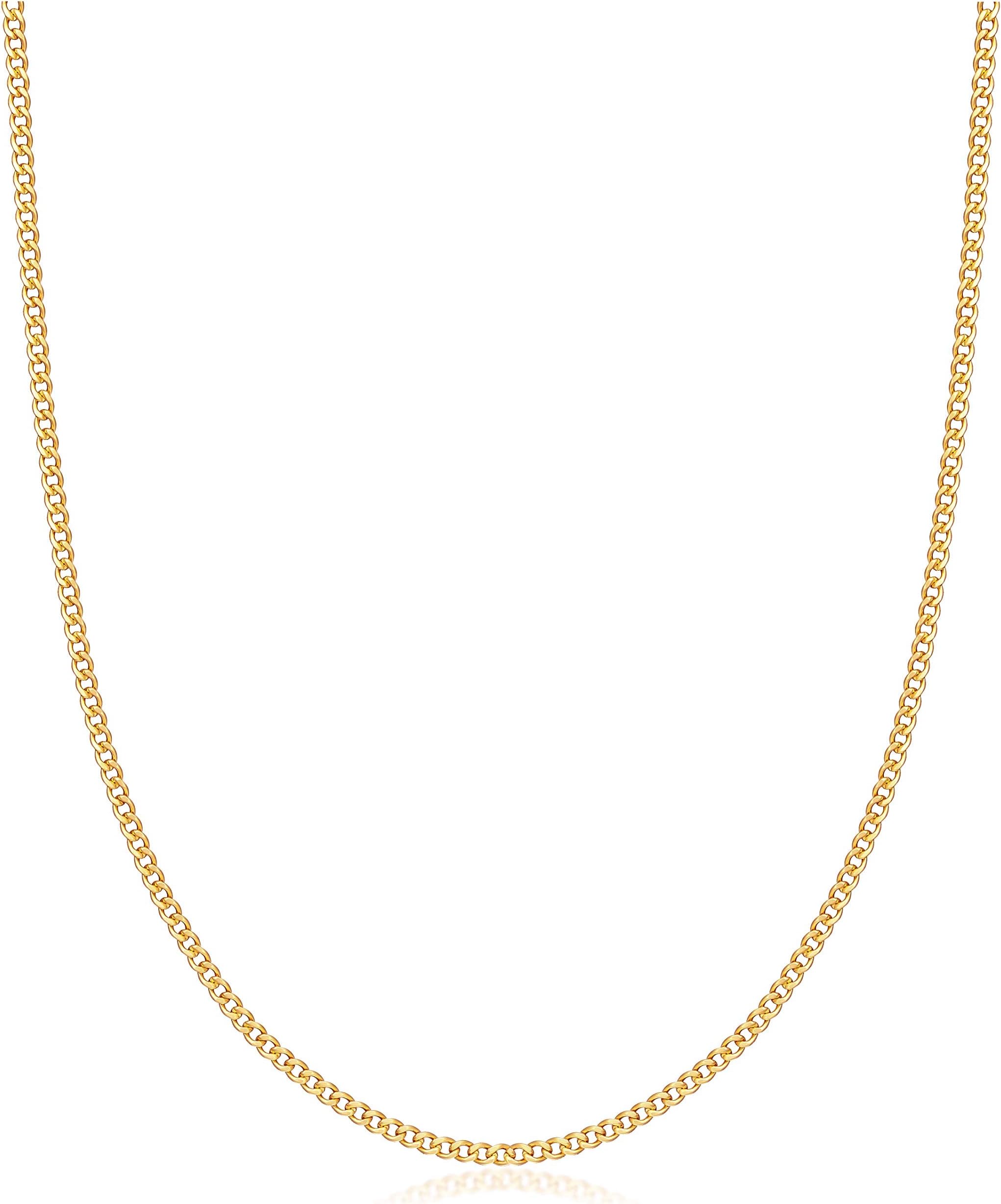 18K Gold Plated Curb/Cuban Link Chain Necklace 2MM, 3MM, 4MM, 5MM For Women or Men - Made In Brazil