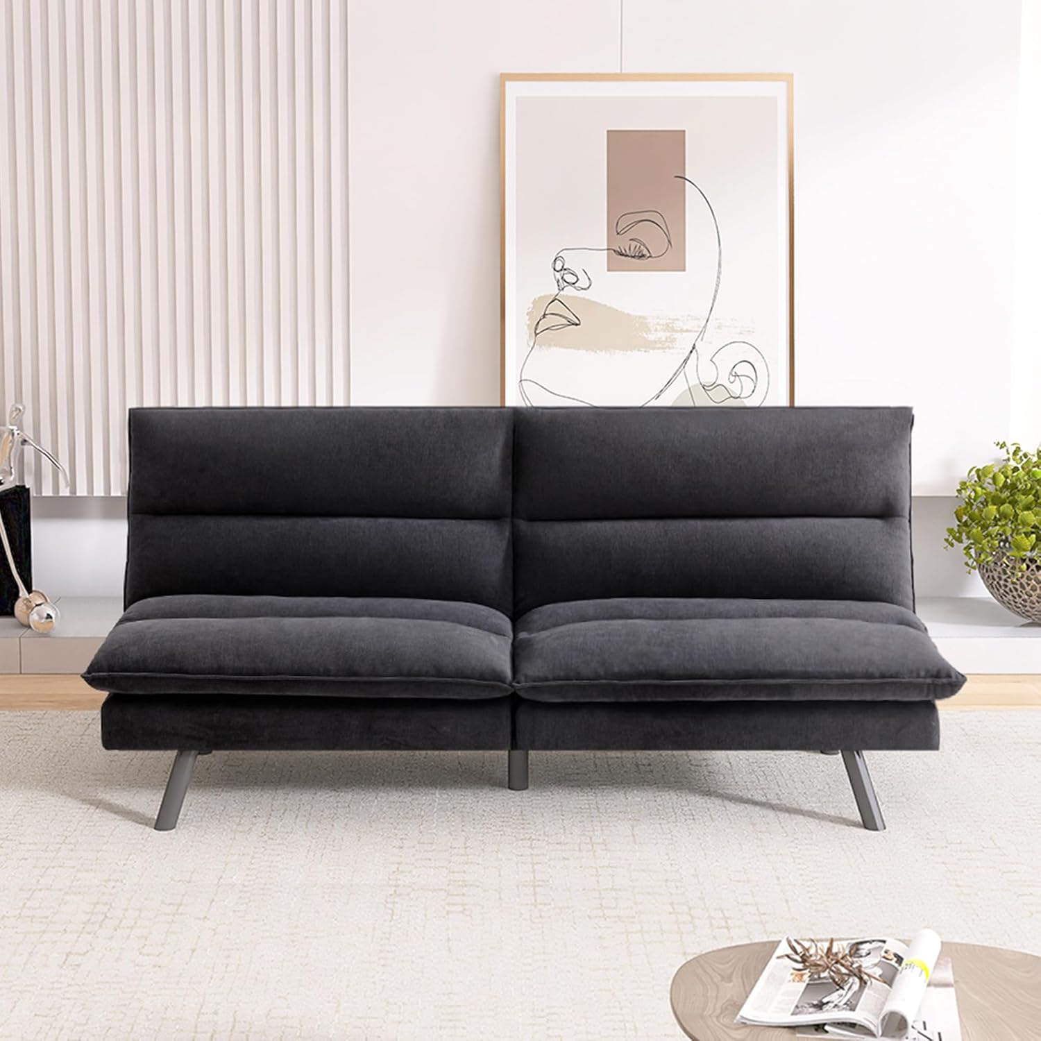 AMICLIBER Futon Sofa Bed, Memory Foam Futon Armless Sleeper