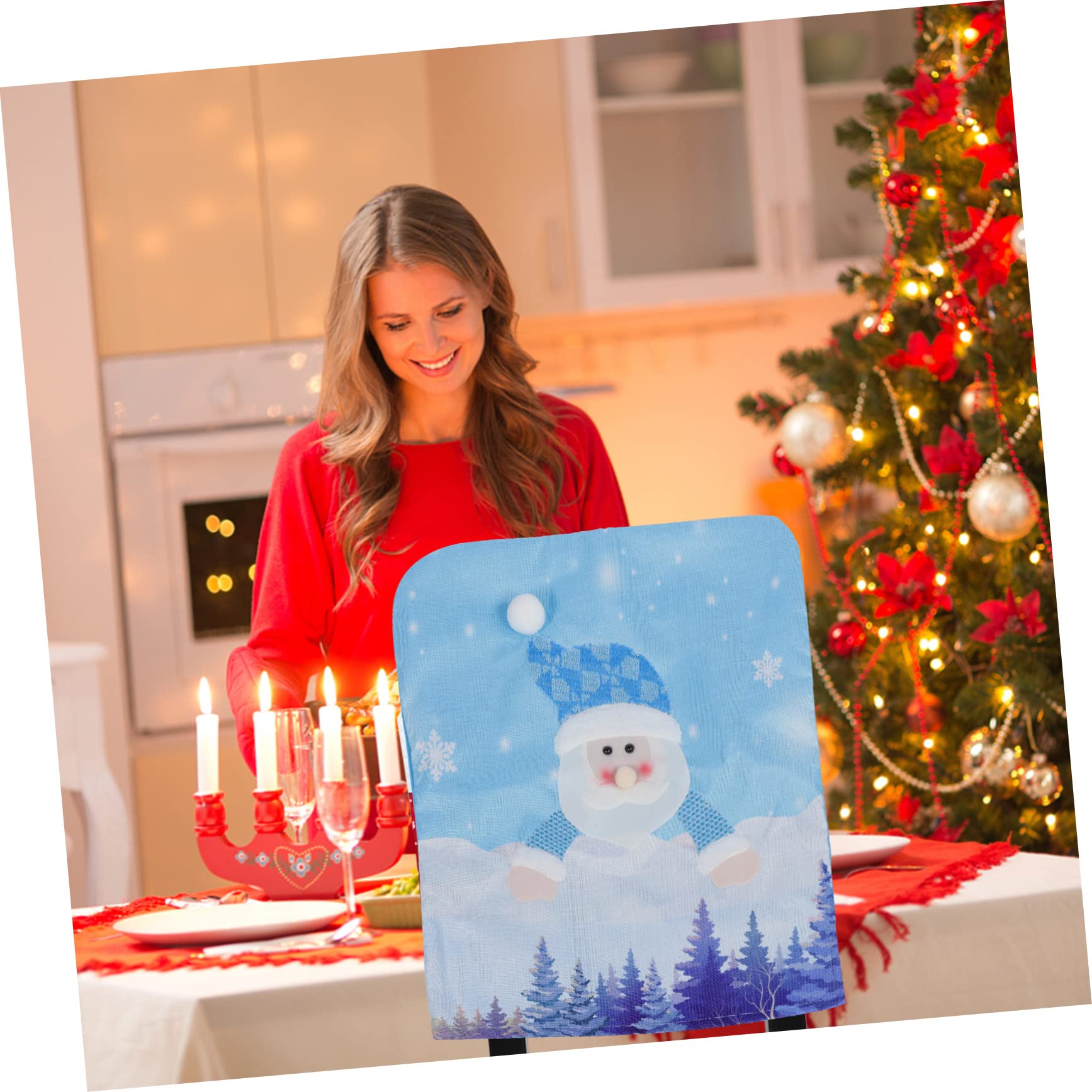 Ciieeo 2piezas Funda De Silla Navideña Luminosa Azul para Comedor y Decoración Festiva De Instalar y Limpiar para Celebraciones y Banquetes