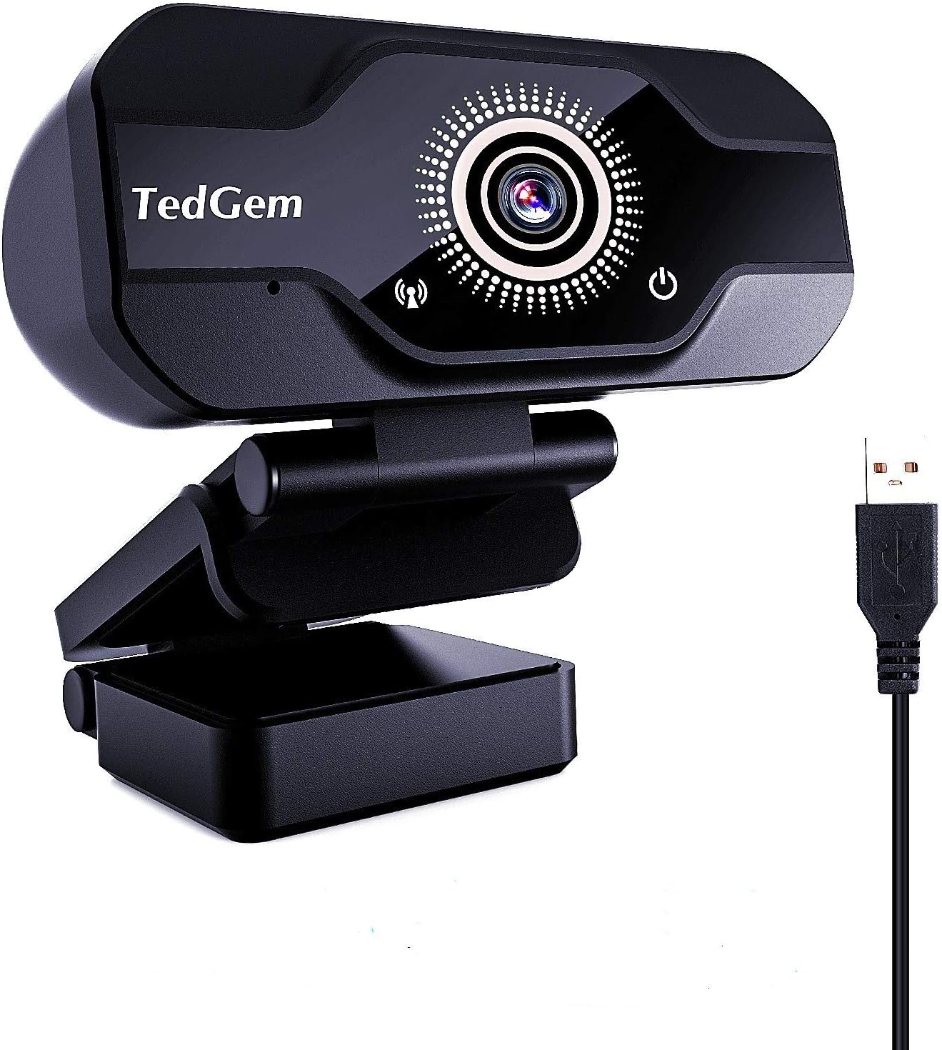 TedGem Webcam, Full HD 4K/1080P PC Webcam with Built-in Mic USB Webcam Streaming Webcam for Video Calling and Recording, Gaming Small/Flexible/Adjustable, Supports Windows, Android, Linux