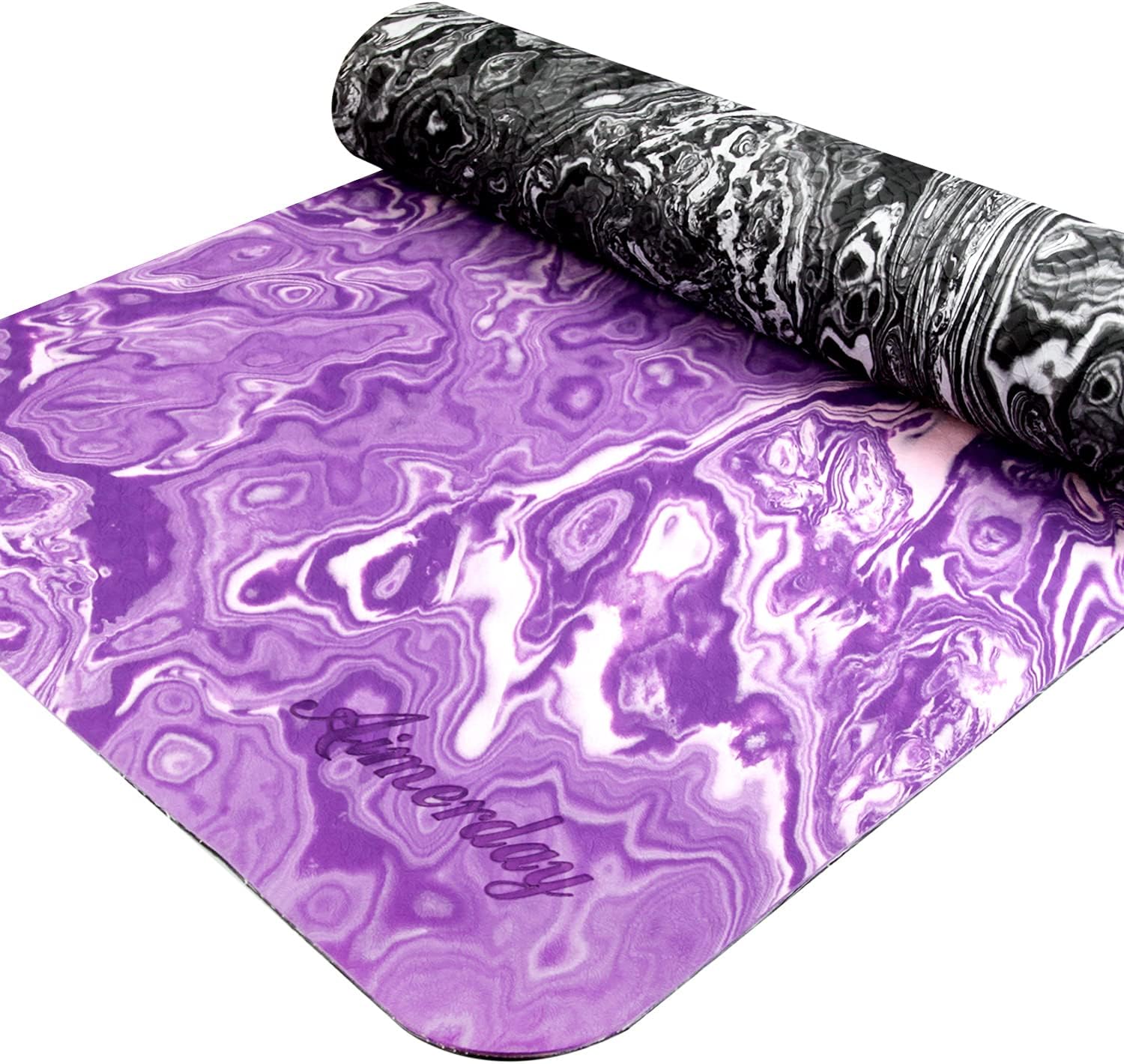 AimerdayNon Slip Yoga Mat Eco Friendly TPE Exercise Mat Premium Print 1/4 Inch Thick High Density Lightweight Pilates Mat with Carrying Strap for Floor Workout, Fitness & Hot Yoga 72" x 24"