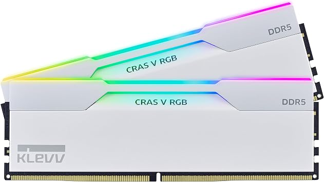 KLEVV CRAS V RGB DDR5 32GB (2x16GB) 6000MHz CL30 SK Hynix A-Die 1.35V Gaming Desktop Ram Memory XMP 3.0 / AMD Expo Ready - White (KD5AGUA80-60A300J)