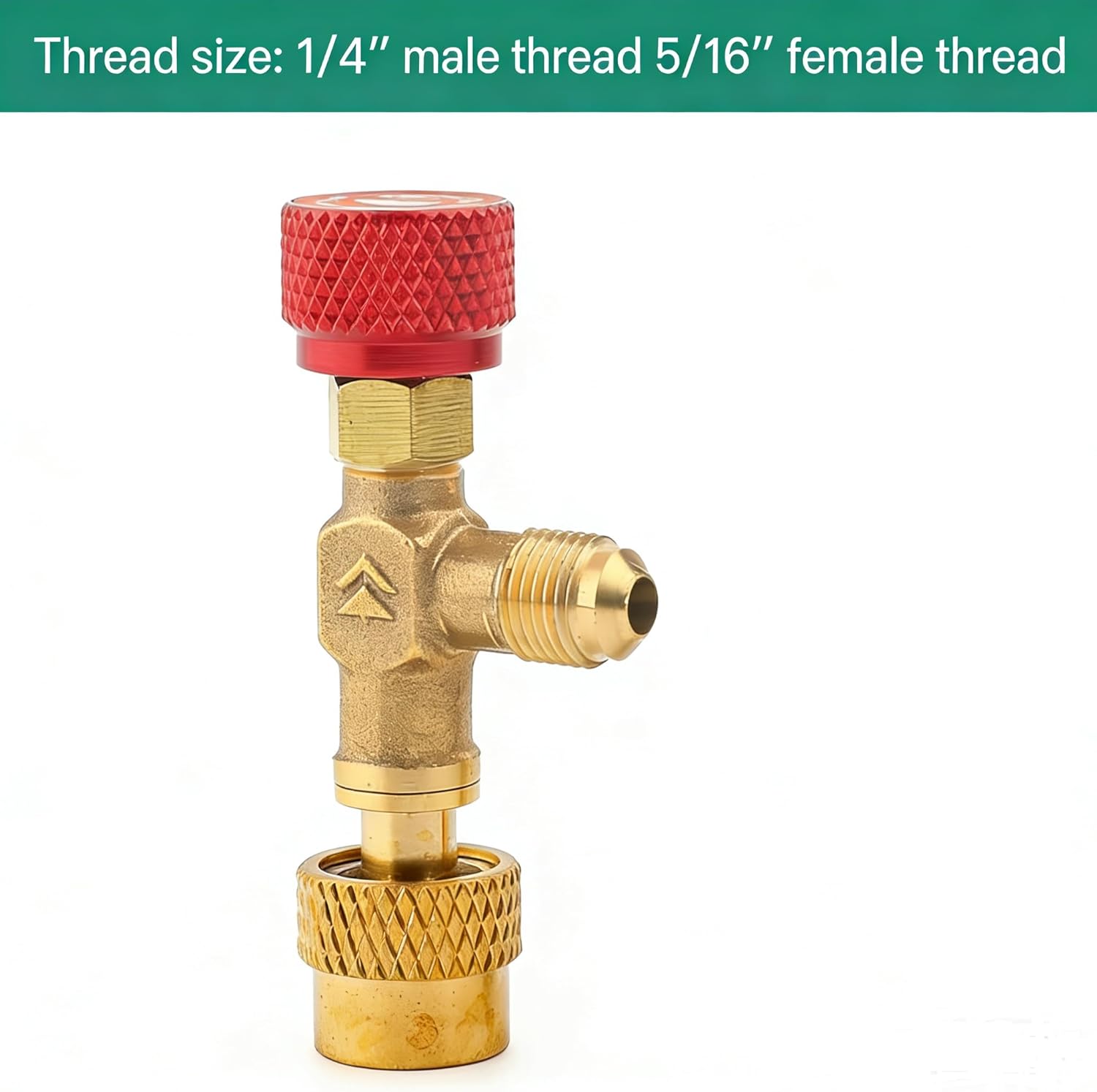 HS-1221 Brass Refrigerant Safety Valve, 1/4" 5/16" Thread AC Charging Adapter, R410A R22 Compatible Fitting for Home AC Repair