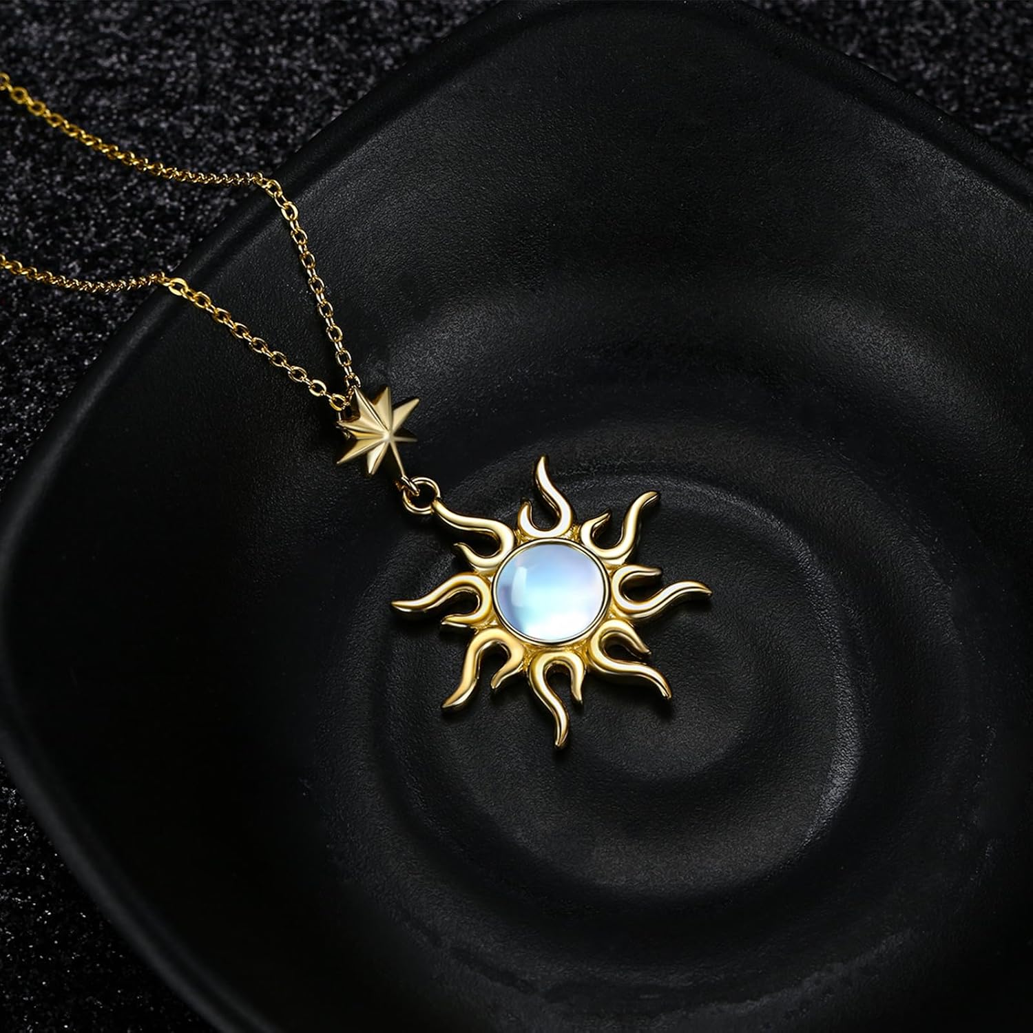 Sun Necklace 925 Sterling Silver Moonstone Star Pendant Necklace 18K Gold Plated Sun Jewelry Gift for Women Mom Mothers Day - Image 4