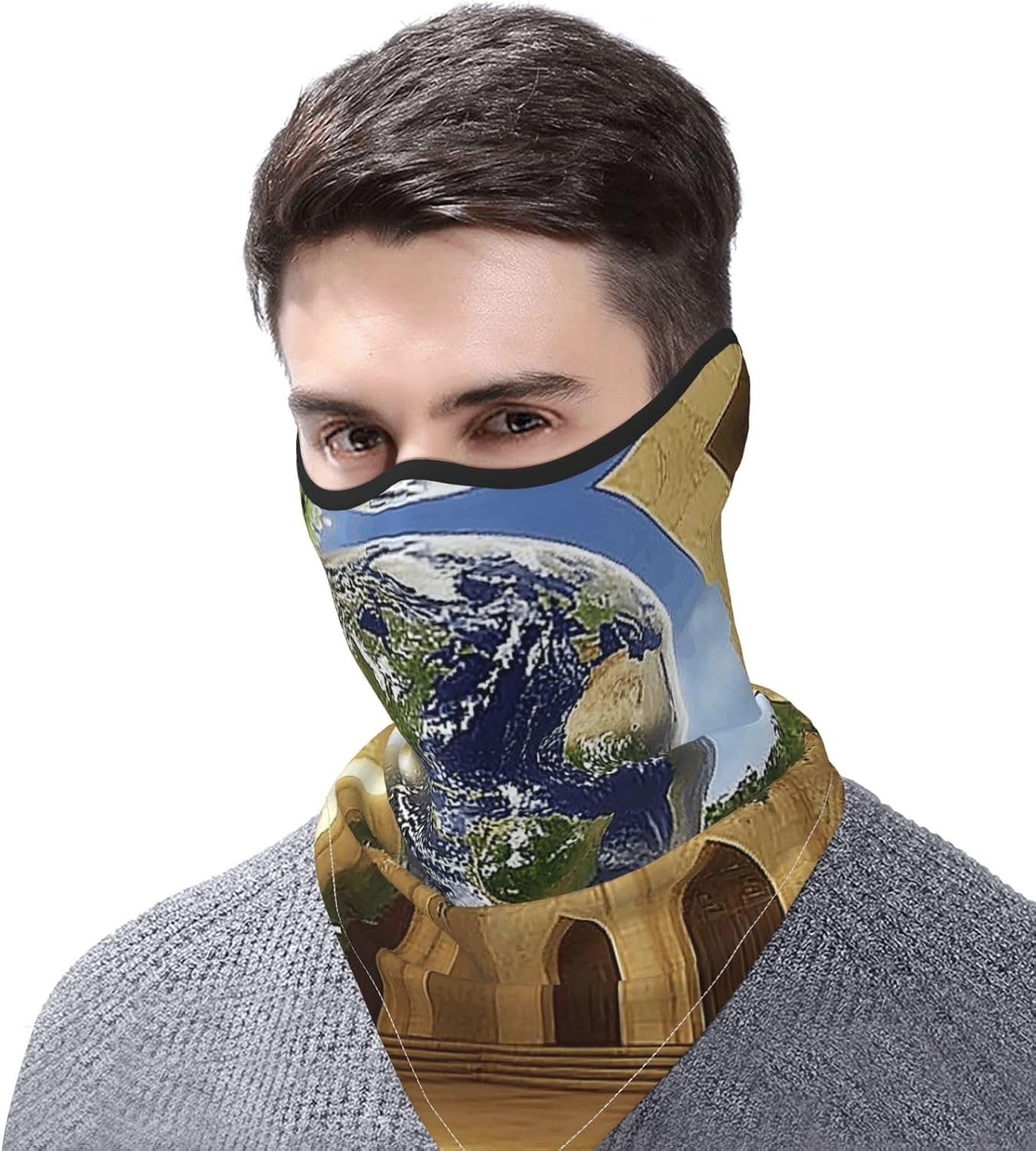 Protection Neck Gaiter Face Cover The Earth in the Mysterious Church Balaclava Scarf Mask, Windproof Breathable Sun Shield for Men Women, Skiing Hiking Cycling Outdoor Sports