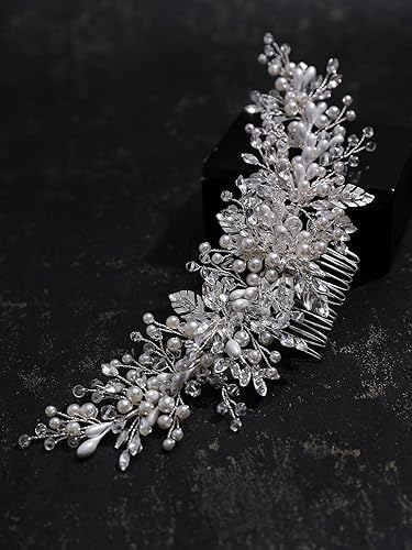 Miniatura 6 de Peines de pelo de flores para novia, accesorios para el cabello de boda con diamantes de imitación, tocados para novia, dama de honor, boda, mujeres