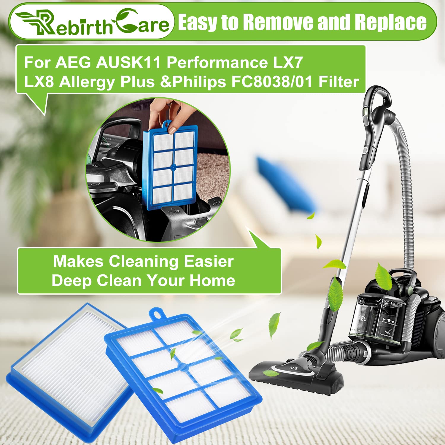 2 Filtri HEPA Antiallergici Per Aspirapolvere - Compatibili Con Philips, AEG, Electrolux (Sostituisce FC8038/01, AFS1 W)