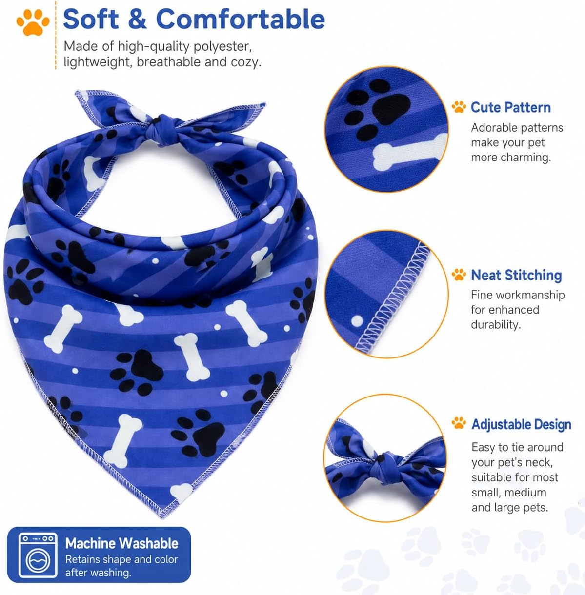 Dog Bandanas, 6 Pack, Medium & Large Breeds image 5