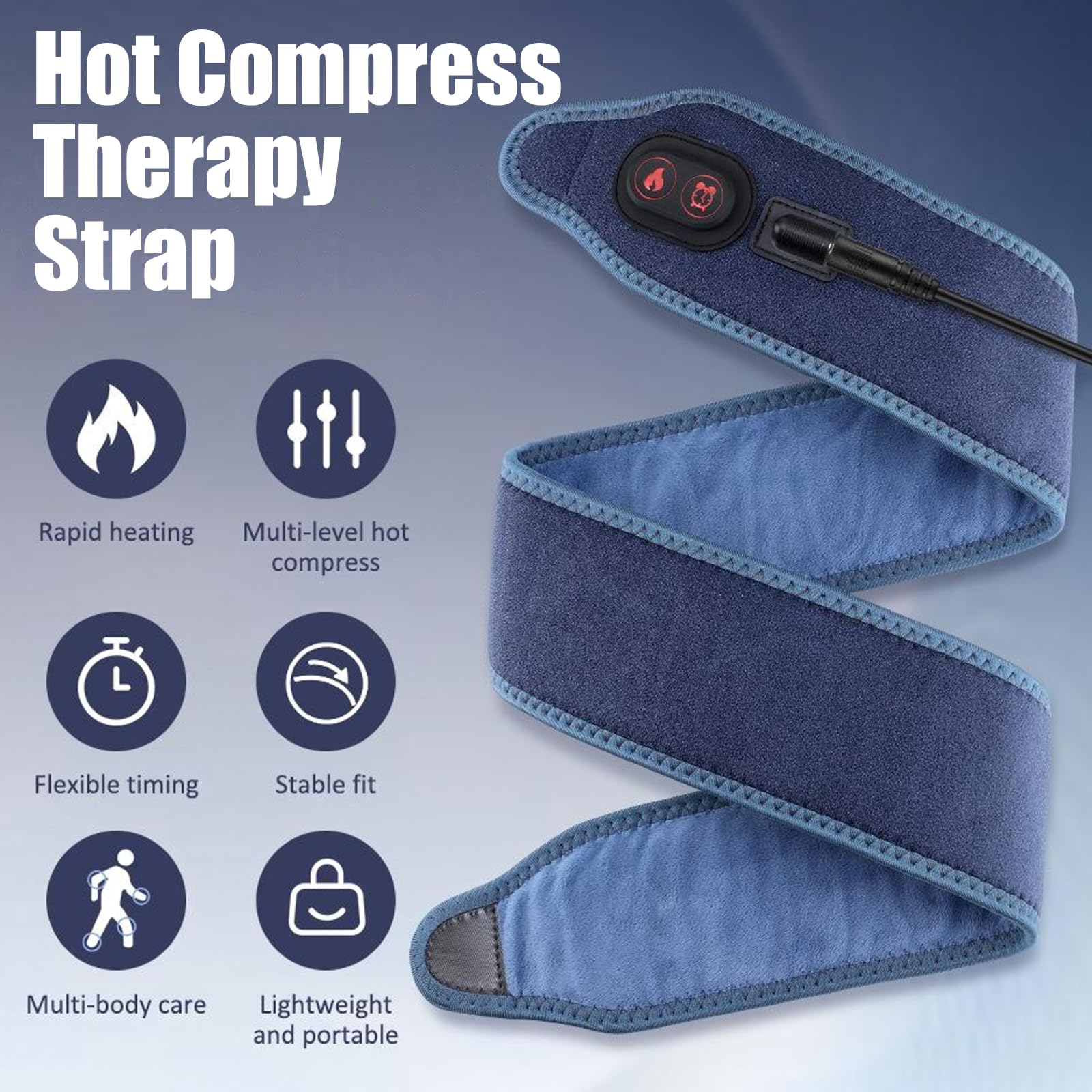 OBEST Varilla de calefacción para diferentes áreas del cuerpo, banda eléctrica flexible, cojín de calentamiento para brazos, muñeca, tobillo, pierna y rodilla, vendaje de calentamiento con 3 niveles d
