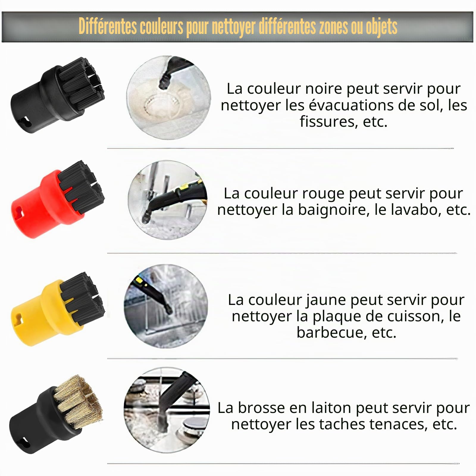 Lot de 12 accessoires pour nettoyeur vapeur Kärcher SC1 SC2 SC3 SC4 SC5, kit de rechange avec brosses, buses et chiffons microfibres