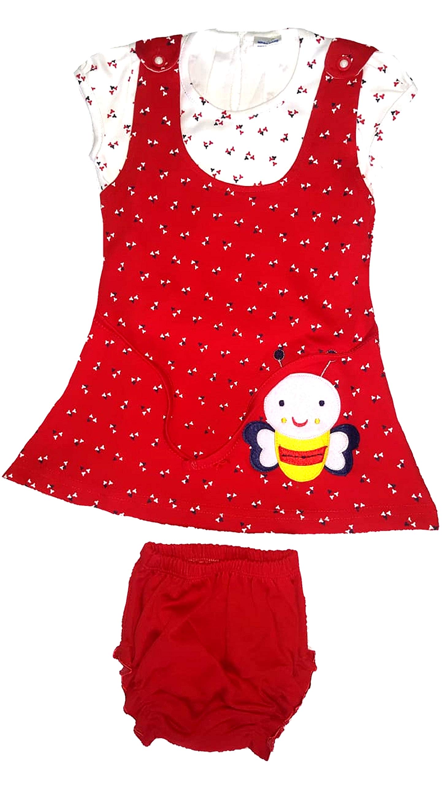 little PANDABaby Girls' Dress A-Line Knee Length Cotton Frock with T-Shirts & Knickers Frock