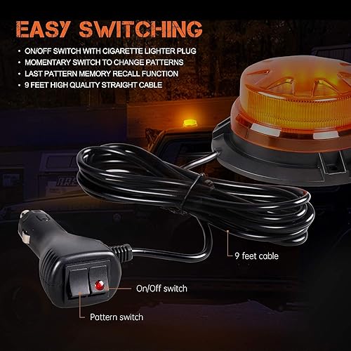 Miniatura 9 de Luces de emergencia para vehículos  Luces estroboscópicas de techo ámbar para camiones y coches, mini barra de luz estroboscópica, 24 LED de alta