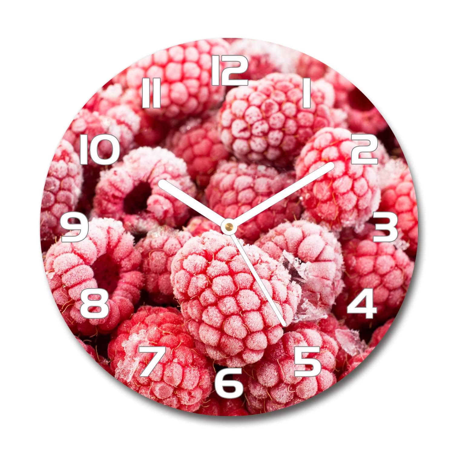 Horloge en verre 60x60cm Tulup silencieuse avec cadran framboises surgelées pour salon