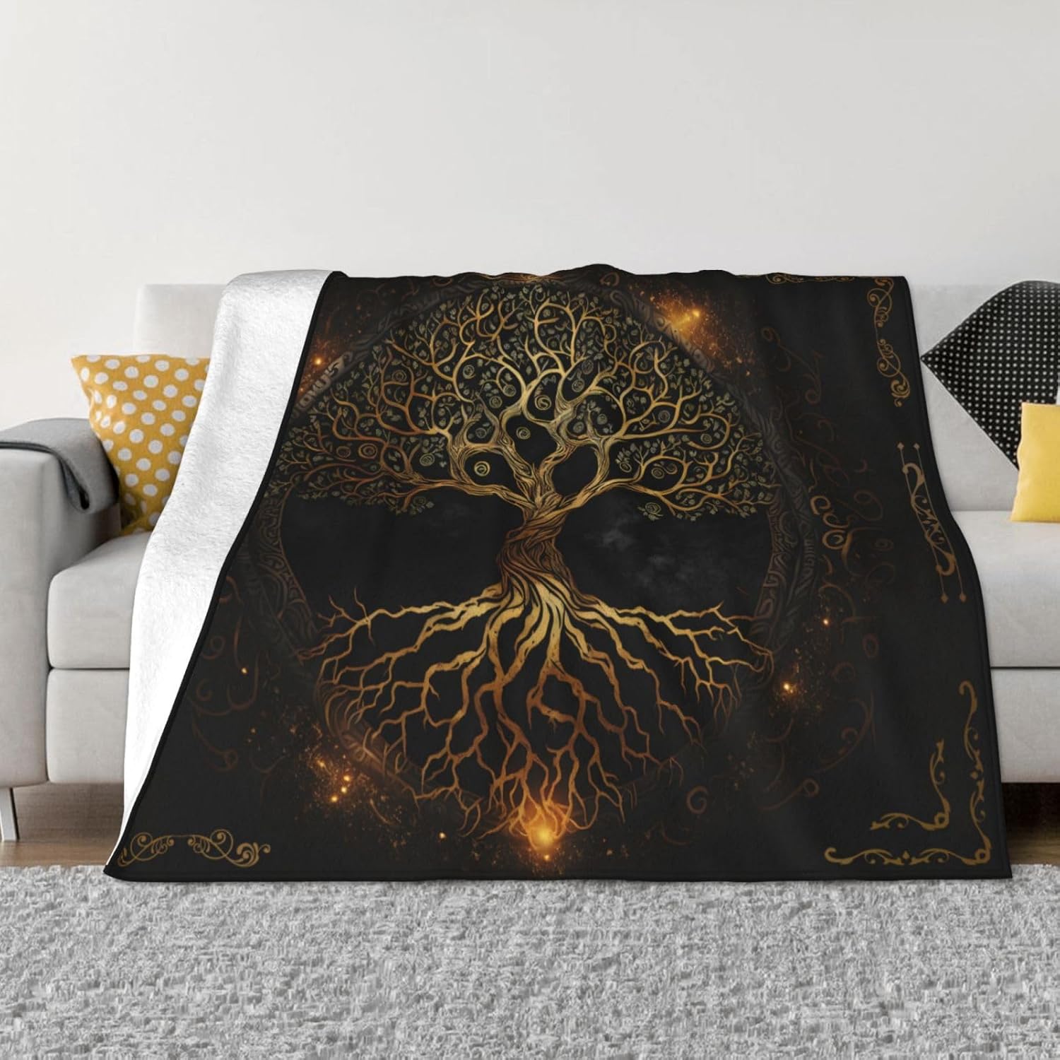Tree Celtic Soft Blanket All Season Fuzzy Throw Warm Lightweight Blanket Fleece Throws Flannel Blankets for Bed Sofa Couch Travel Home Living Room Decor 50"X60"