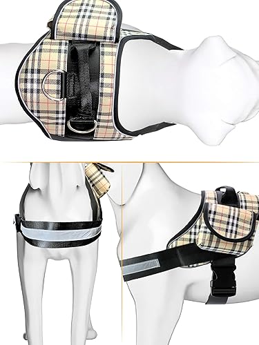 Miniatura 9 de Arnés para perro grande a cuadros con bolsillo para mascotas, arnés para perro grande, arnés para perro grande, arnés reflectante grande para perro,