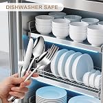 Lazycorner Silverware ensemble 50 Pièces en acier inoxydable Flatware Set Silverware Utensiles pour 10 Les gens comprennent les fourchettes Couteaux & Fourche à salade Lave-vaisselle Coffre-fort pour la maison Restaurant ou usage extérieur