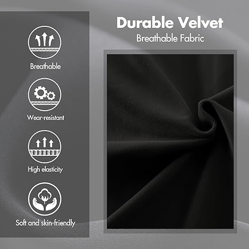 Miniatura 6 de Juego de 4 sillas de comedor modernas en negro y dorado, sillas de bar tapizadas de terciopelo con patas de metal para isla de cocina, sillas