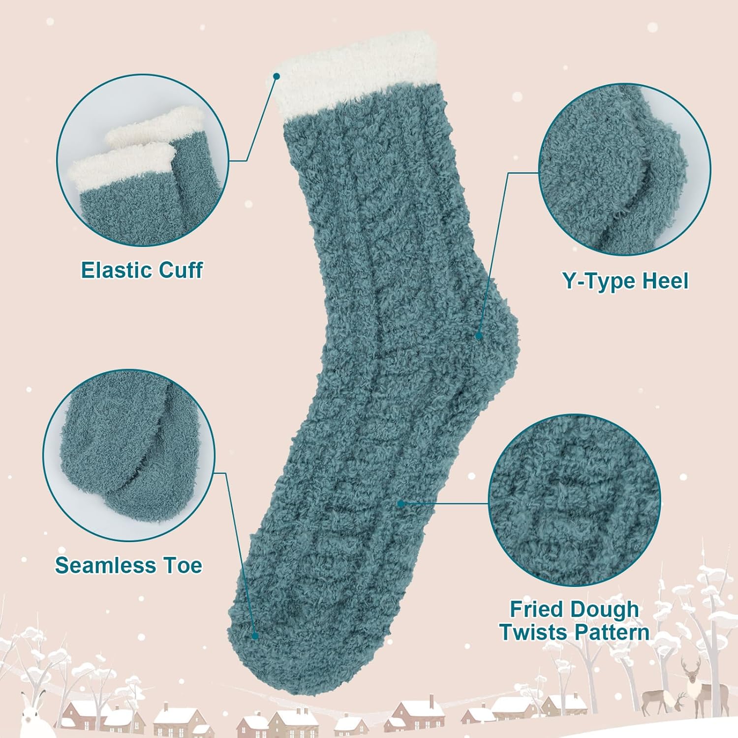 Chalier Womens Winter Fuzzy Socks Cozy Fluffy Sock Warm Fuzzy Christmas Socks for Women - Image 4