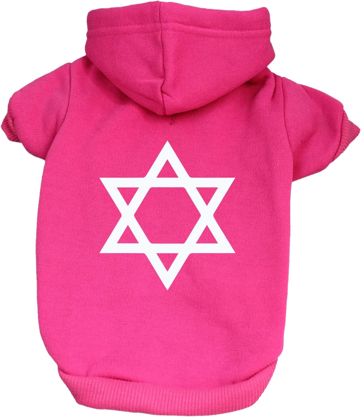 Jewish Star Passover Dog Hoodie Fleece Lined Pullover Sweatshirt with Leash Hole (Hot Pink, 2X-Large 161)