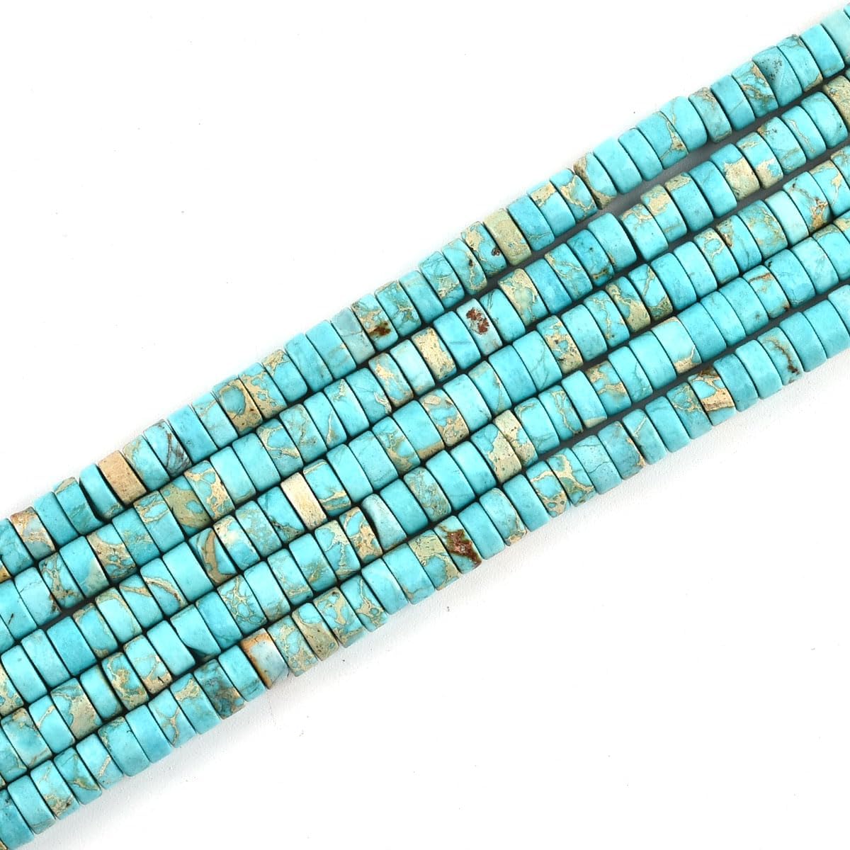 190pcs 4x2mm Blue Natural Sea Sediment Imperial Jasper Heishi Disc Rondelle Spacer Stone Semi Precious Gemstone Loose Beads for Jewelry Making 15 Inch