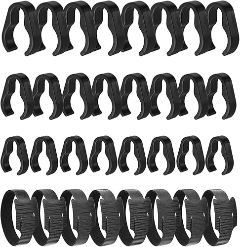 Pinzas para cable de soporte de micrófono, abrazadera de plástico para poste de pluma, varios tamaños con bridas (32 unidades)