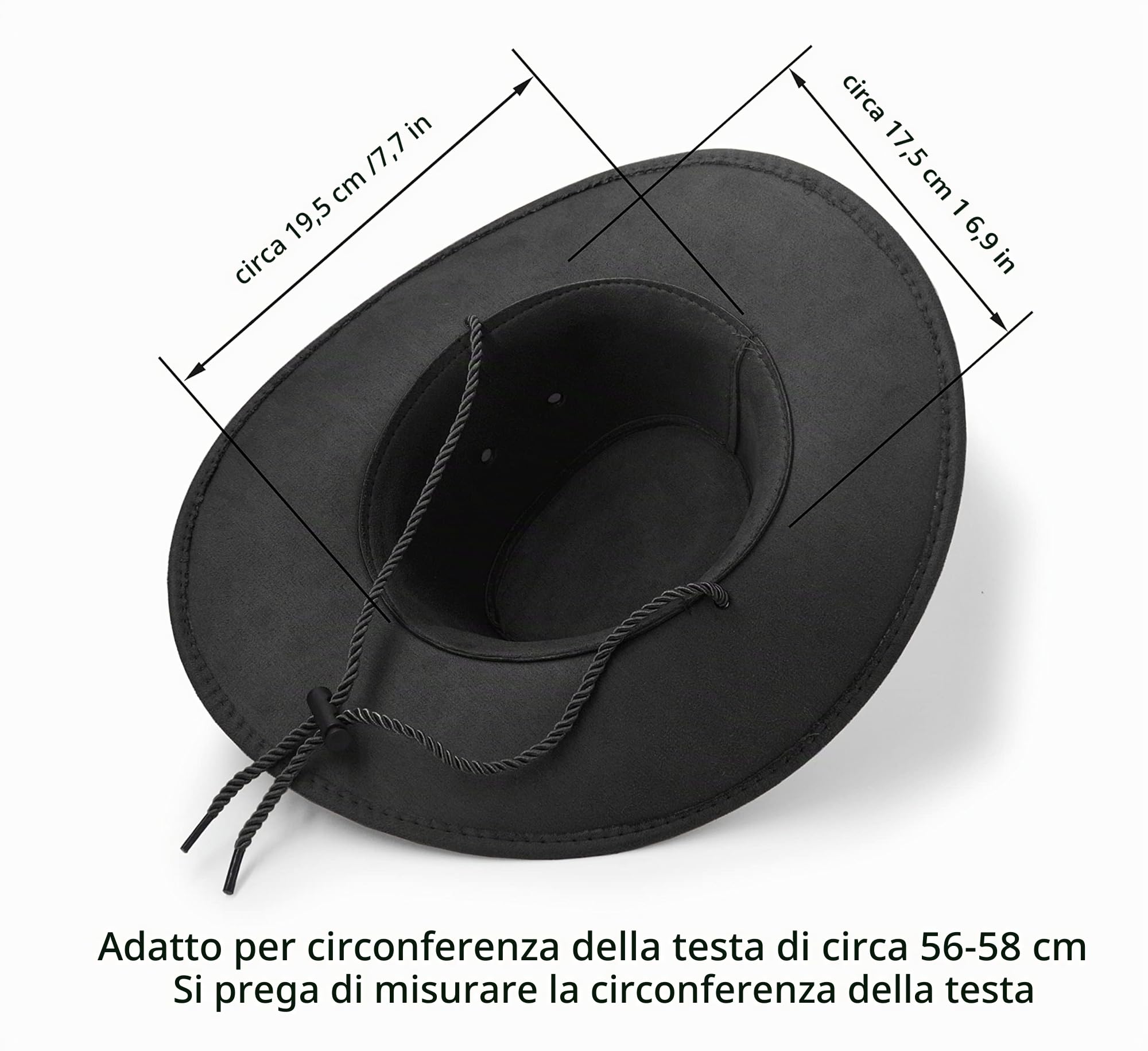 Cappello da cowboy, cappello da sole in finta pelle scamosciata, cappello da viaggio, cappello occidentale, protezione solare all'aperto