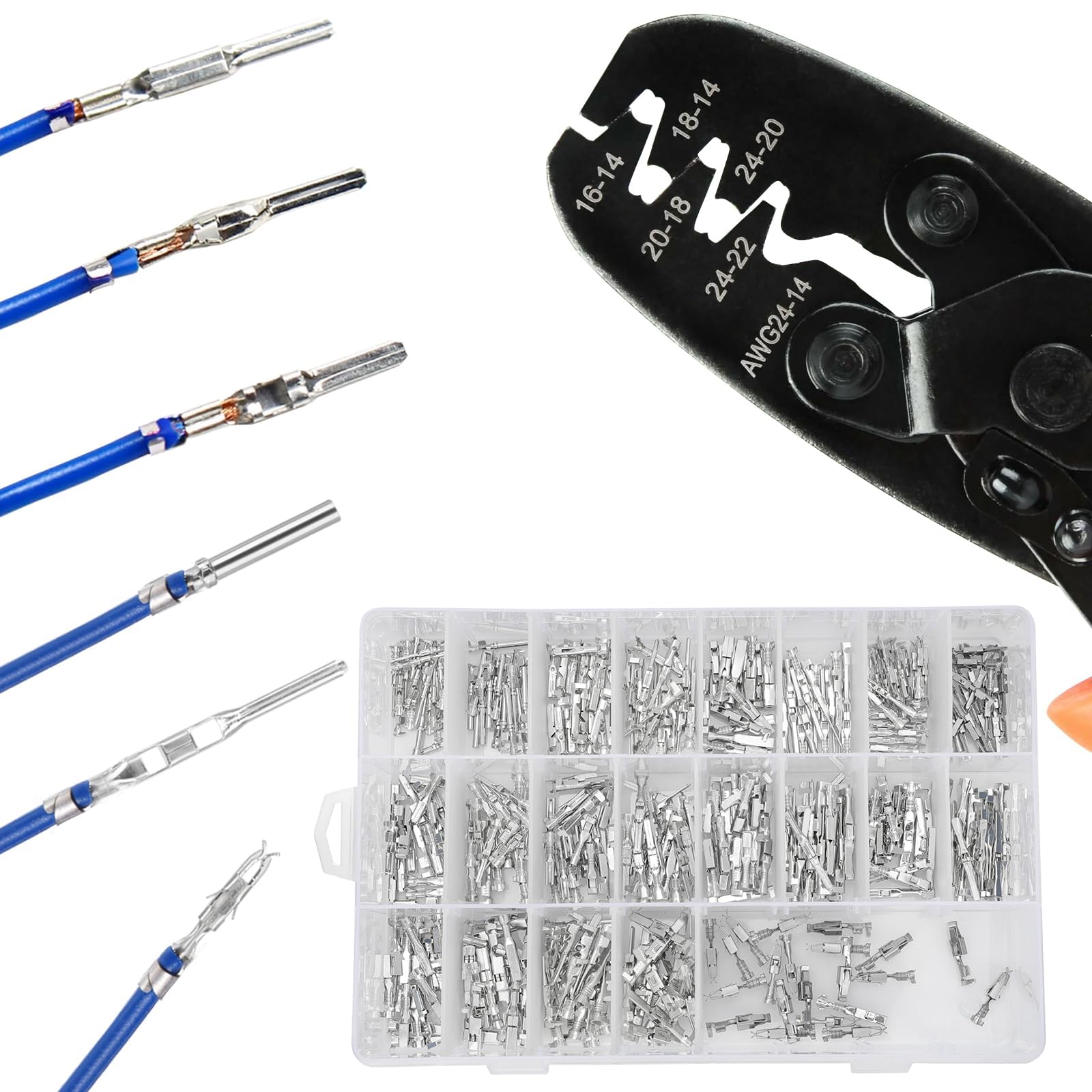 Linkstyle Kit de 420 broches de connecteur - 21 types de bornes de fil électrique automobile - 1/1,5/1,8/2,2/2,8/3,5 mm - Prise non isolée mâle et femelle - Connecteurs de fils avec outil d'extraction