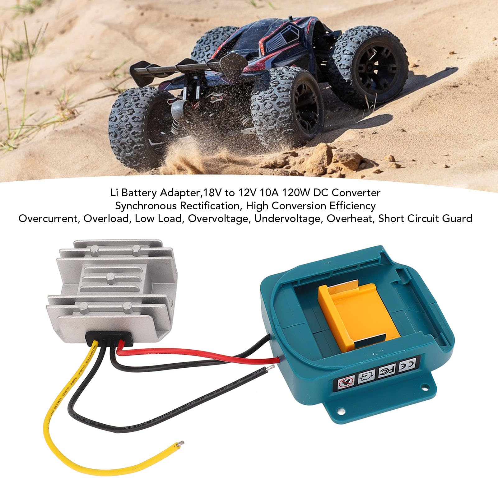 Convertitore step-down da 18 V a 12 V, compatibile con batteria Makita da 18 V, adattatore per batteria con accendisigari per tutti gli elettrodomestici per auto (senza batteria