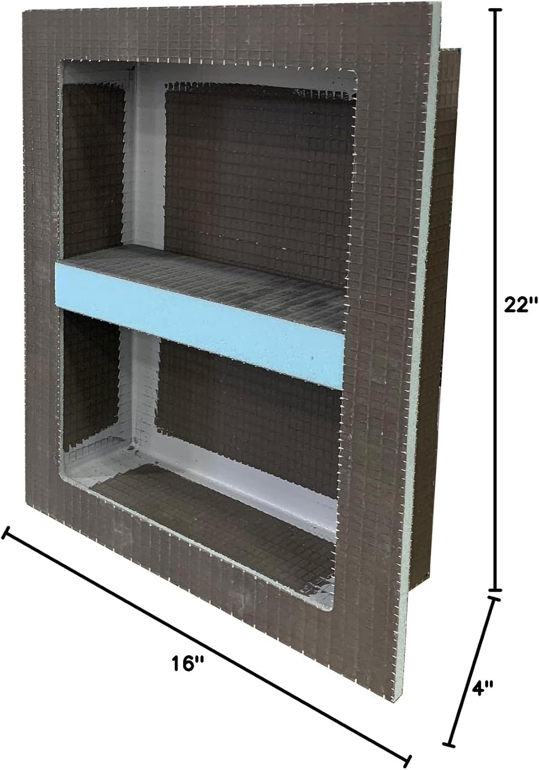 Wedi Prefabricated Durable Polystyrene Building Panel Waterproof Shower Niche, with Adjustable Removable Shower Shelf, for Tiled Shower Surrounds, 16" x 22", US3000007