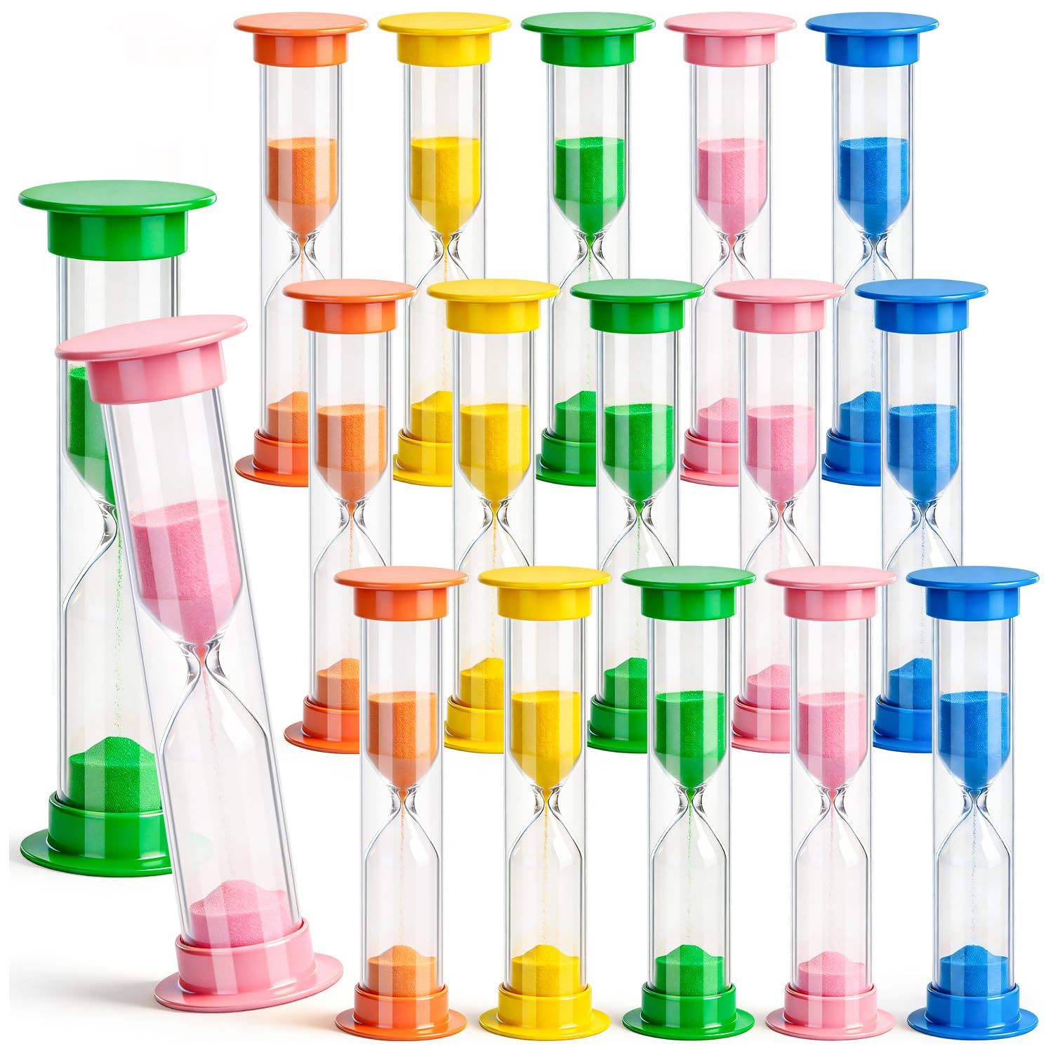 Photo 1 of 15Pcs 5 Min Sand Timer,Plastic Hourglass Visual Sand Clock Colorful Timer
