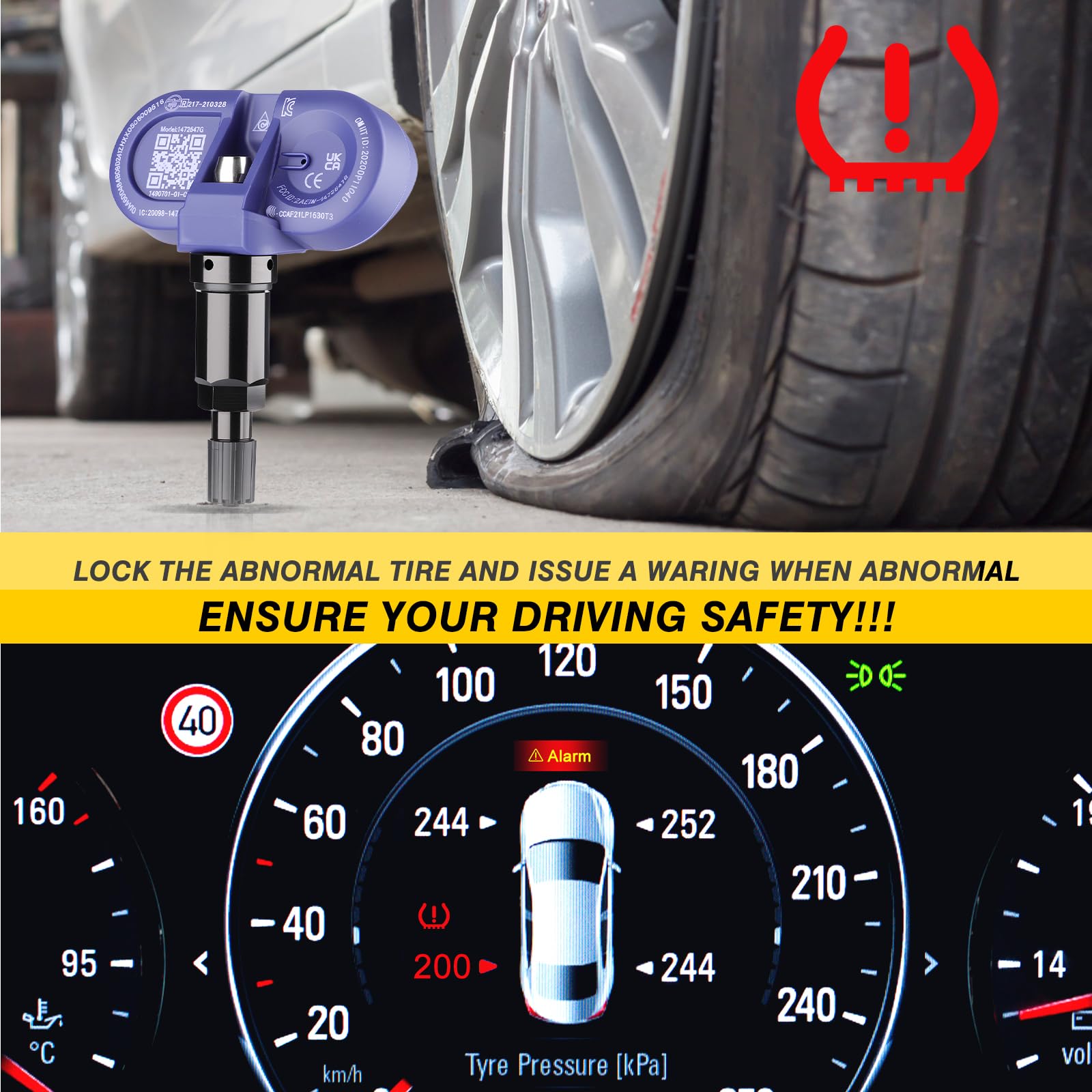4 Stück Bluetooth Reifendrucksensor für Tesla, TPMS Sensor RDKS Reifendruckkontrollsystem Kompatibel mit 2020-2025 Tesla Model S/3/X/Y 149070101C 1490701-01-B 1490701-01-C