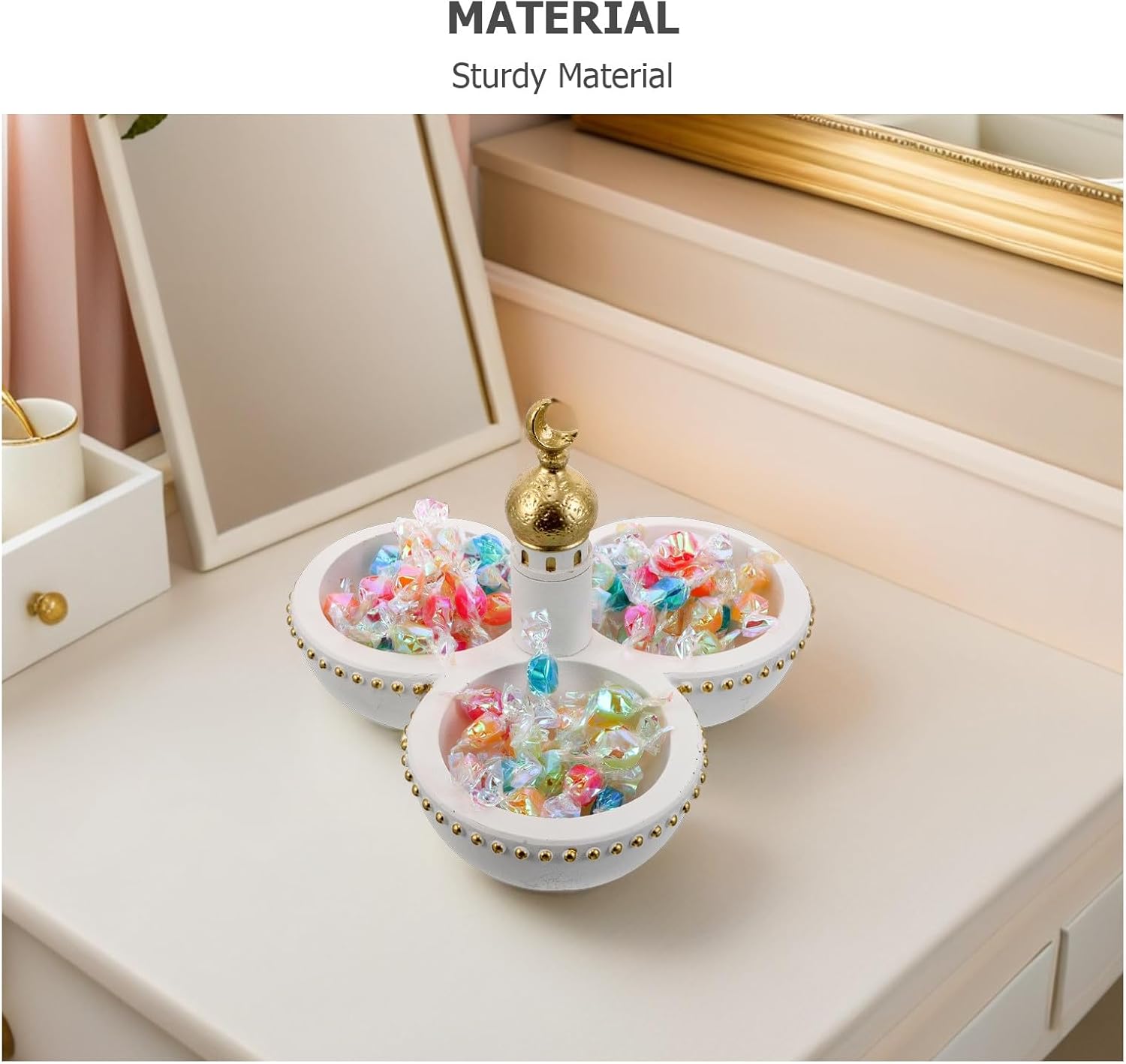 Ciieeo Eid Mubarak Candy Plate: Ramadan Serving Tray Muslim Islamic Dessert Trays Pastry Food Storage Container Display Holder for Party