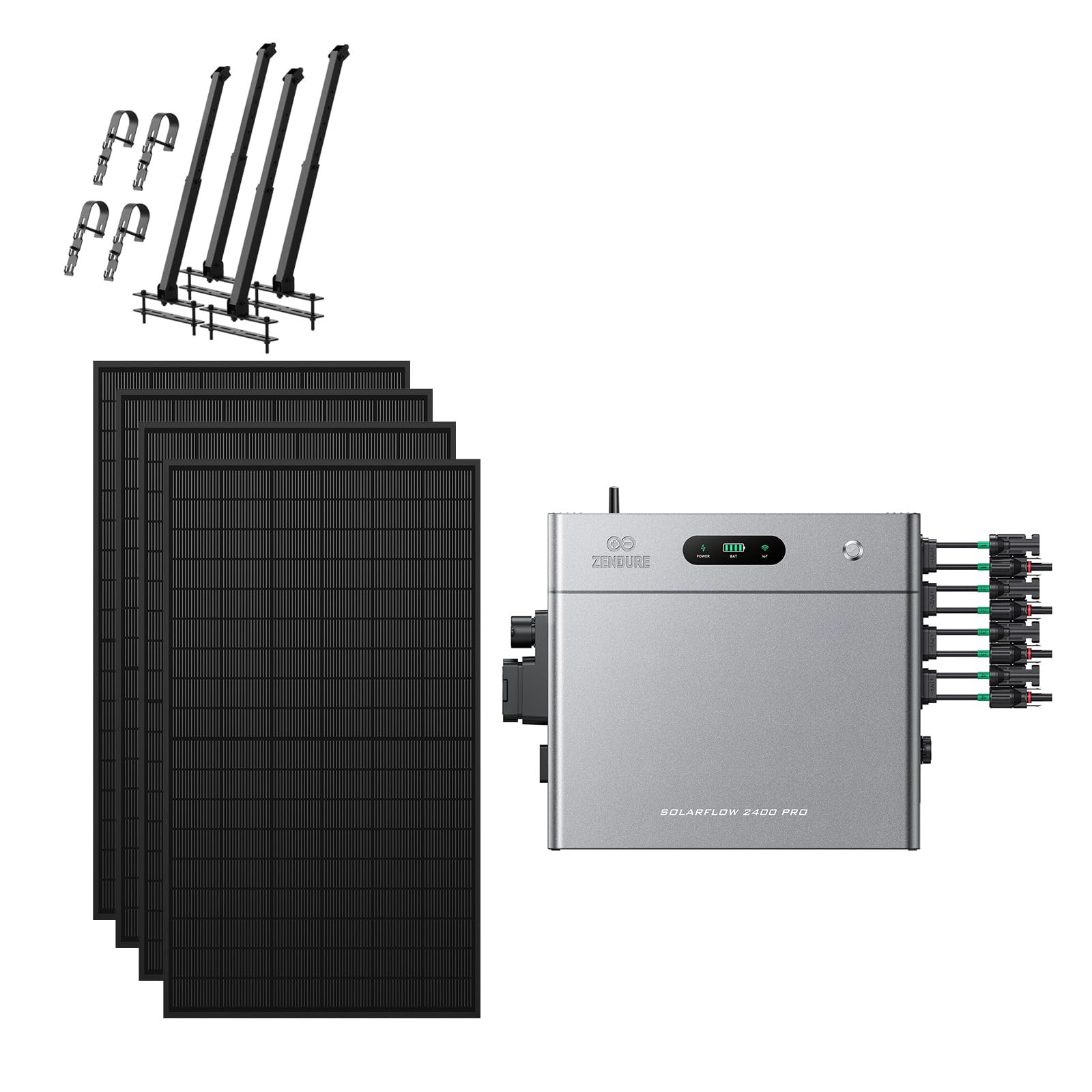 Zendure SF2400 Pro Balkonkraftwerk mit Speicher, mit 4 450W Solarpanels