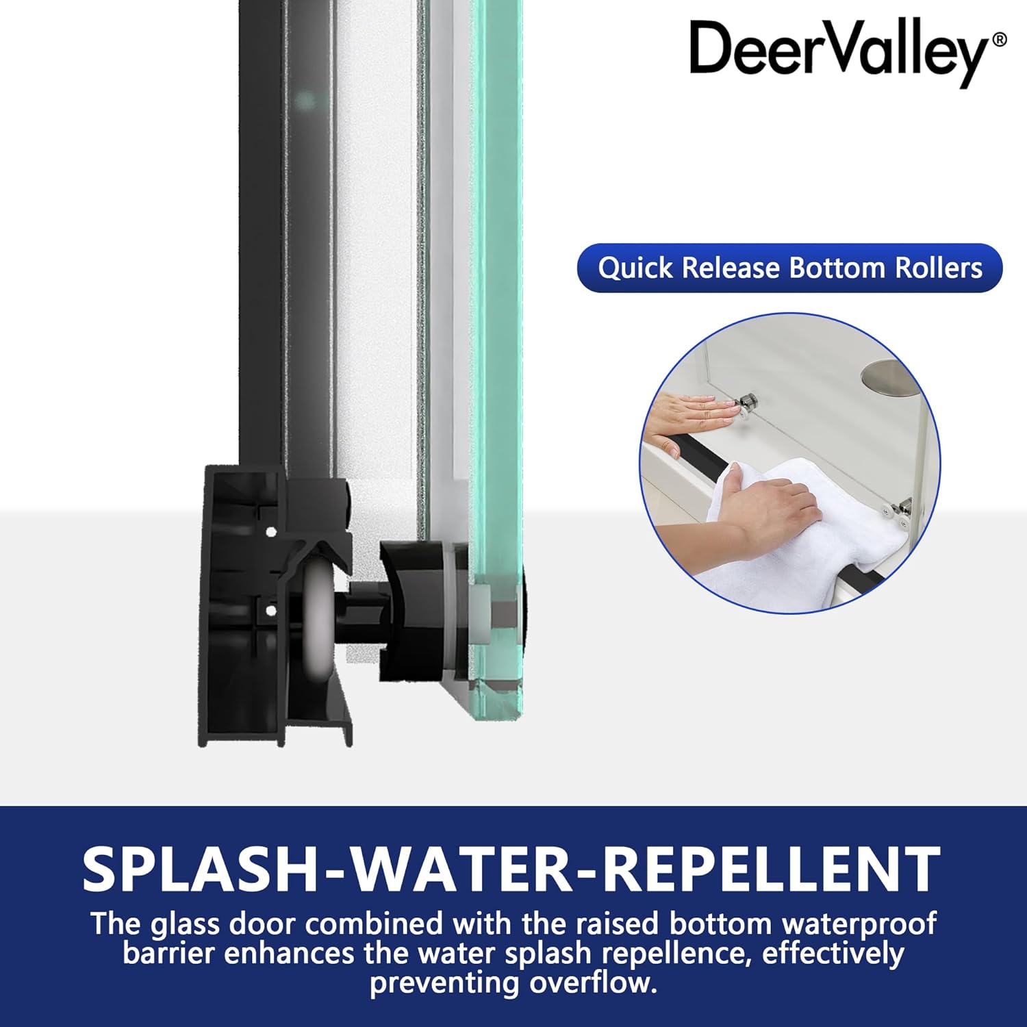 DeerValley 36"x 72" Framed Corner Shower Enclosure, Double Sliding Door Corner Shower Door, Reversible Shower Kit with 5/16" (8mm) Thick Clear Glass (Black)