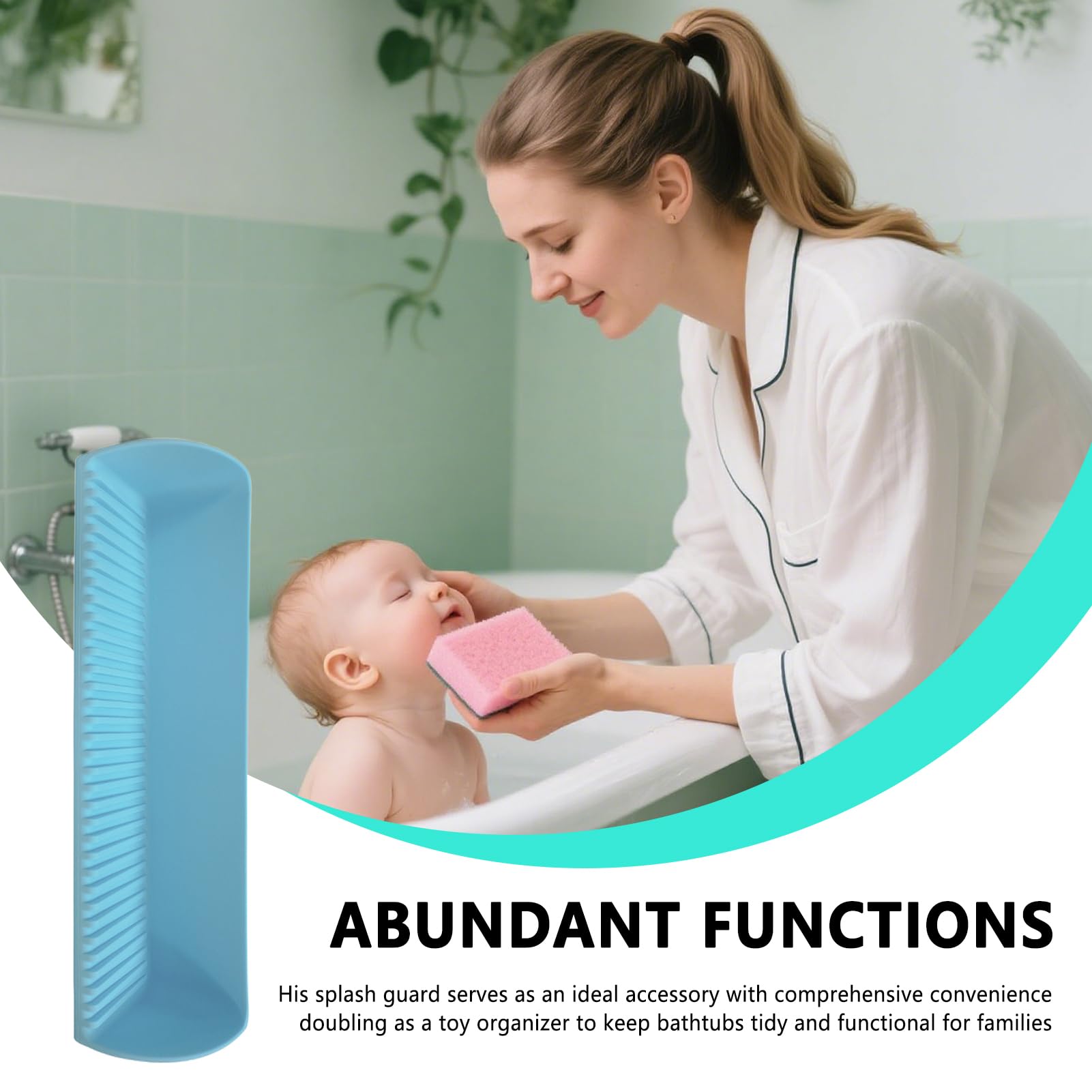 Tub Splash Guard for Kids, Silicone Bath Tub Splash Guard, Waterproof Non-Slip Bath Toy Tray Holder, Silicone Bathtub Edge Water Guard, Multi-Functional Bathroom Accessories for Baby Toddler