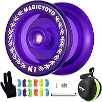 Vista 15 de MAGICYOYO YoYo K1 Plus responsivo que brilla en la oscuridad en verde para niños principiantes, YoYo de plástico ABS con guante, bolsa