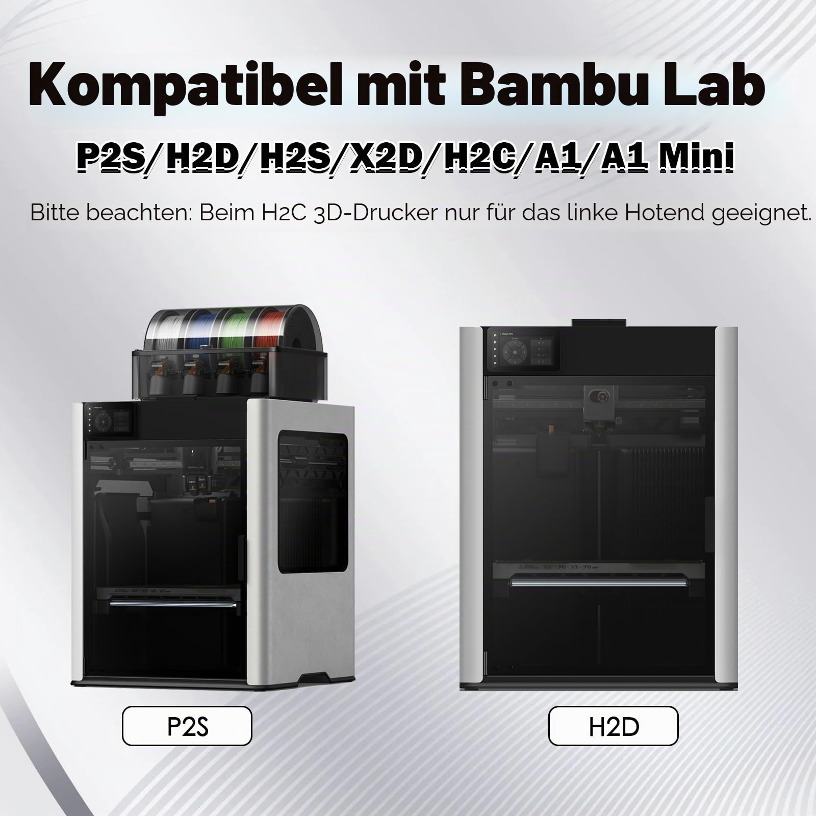 4 Stück Hot End Set für Bambu P2S/H2D/H2S/X2D/H2C/A1/A1 Mini mit 2 Stück 0.4mm und 1 Stück 0.2mm/0.6mm Abnehmbare gehärtete Stahldüse HotEnd Extruder Druckkopf für Bambu Lab 3D-Drucker Zubehör