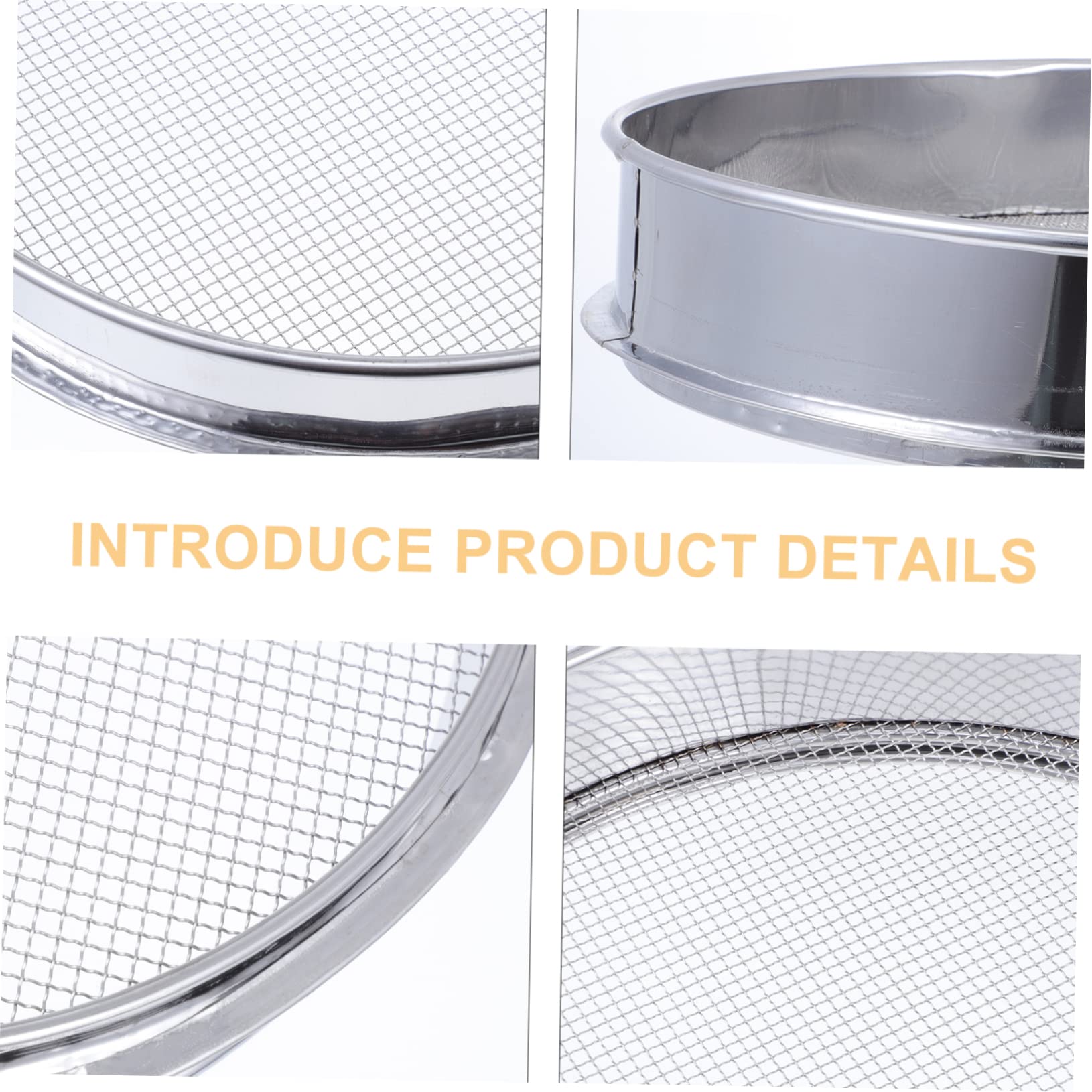 OKUMEYR Stainless Steel Grains Sieve Mesh Cereal Sifter for Effortless Sieving of Mung Beans and Corn Manual Tool for Kitchen Baking and Cooking