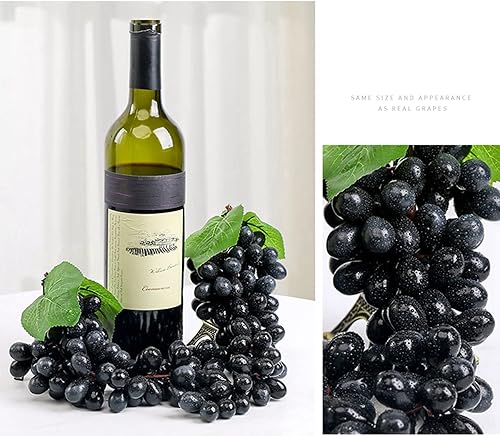 Miniatura 5 de 2 racimos de uvas artificiales de uva artificial, uvas artificiales realistas para fiestas, pub, gabinete, adorno para el hogar, jardín, boda,