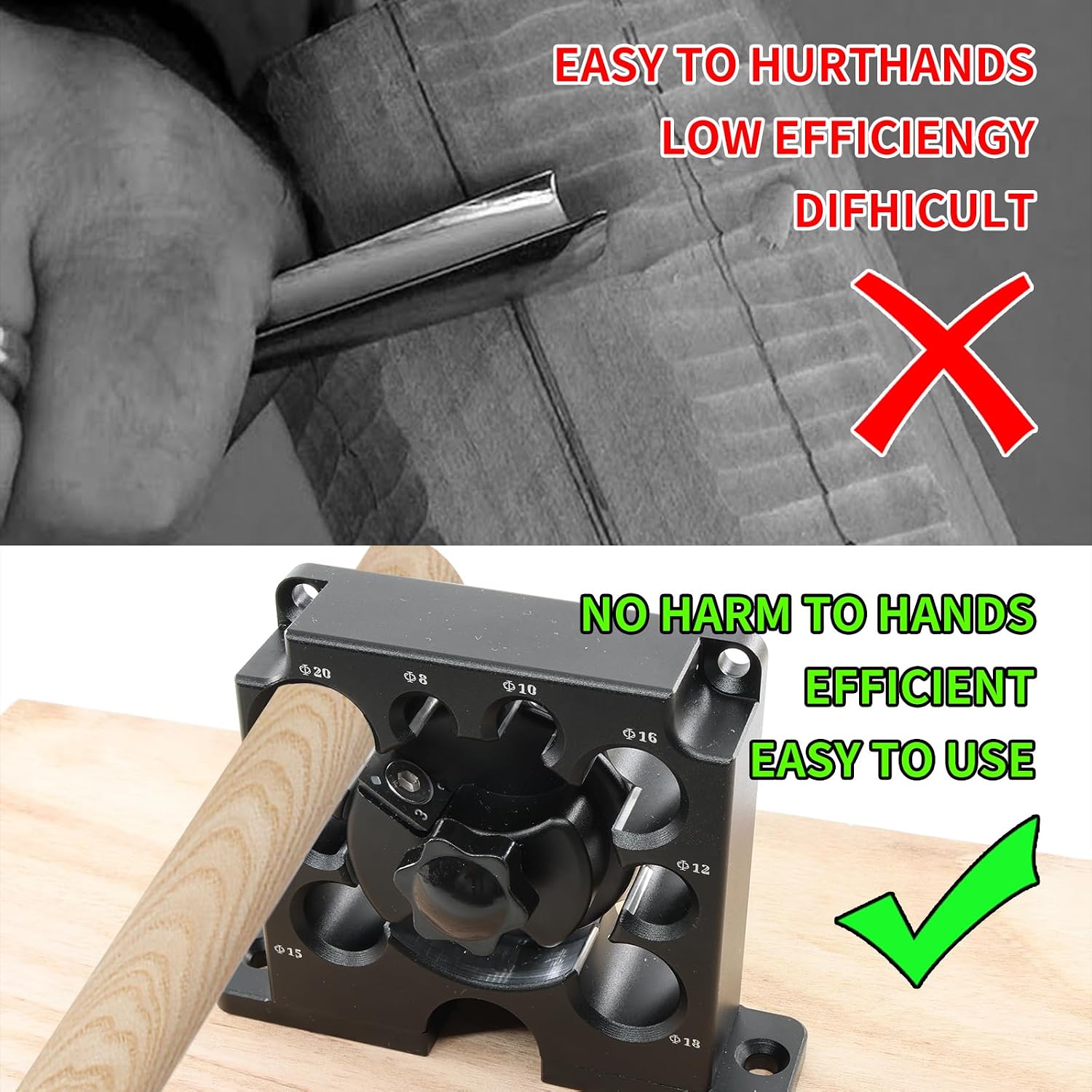 Dowel Maker Jig Kit, 8-20mm Adjustable Carbide Insert Round Rod Cutter | Tool-Free Aluminum Alloy Design Produces Accurate Round Dowels for Furniture Joinery, DIY Woodworking & Professional Use