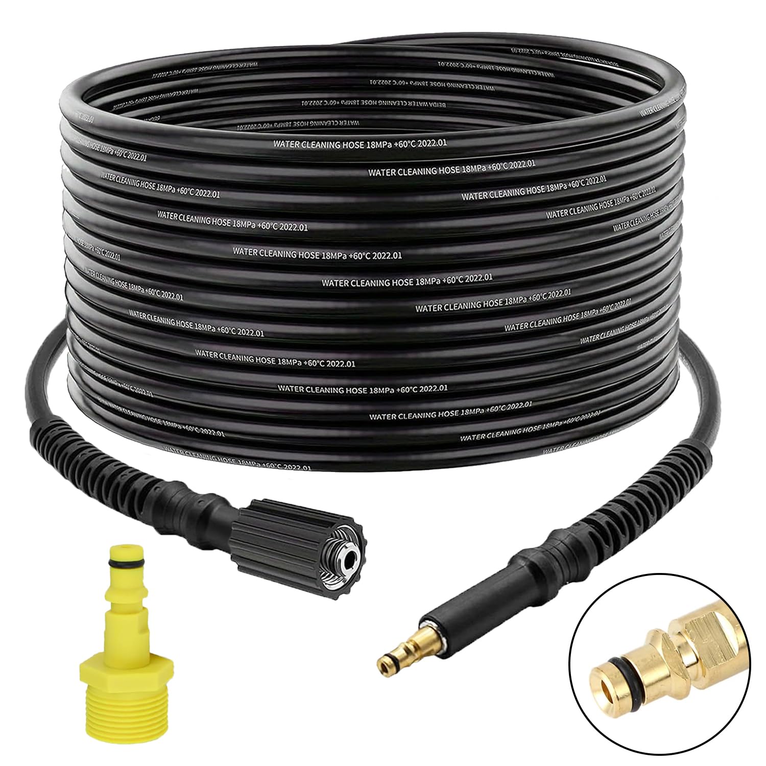 49.2Ft/15M High Pressure Washer Hose with Quick Connect Adapter - Replacement Hose for Kärcher K Series Washers K2, K3, K4, K5, K7, Bayonet to M22-14mm Thread, Hose with Screw Thread Outlet