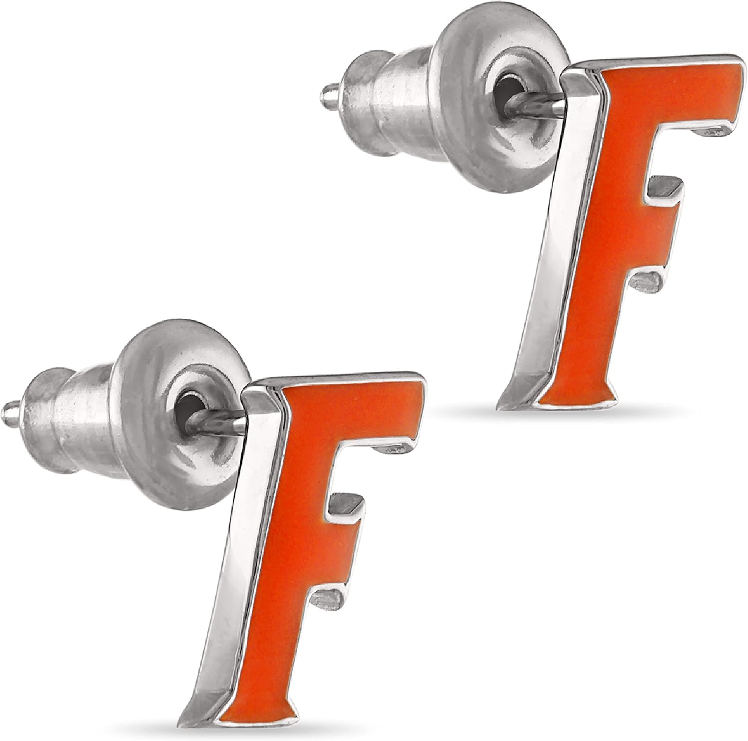 Florida Gators Necklace and Earring Set - Florida Gators Necklace and Orange F Stud Earrings - Hypoallergenic Stainless Steel Jewelry for Women - Unique Florida Gifts and Football Accessories