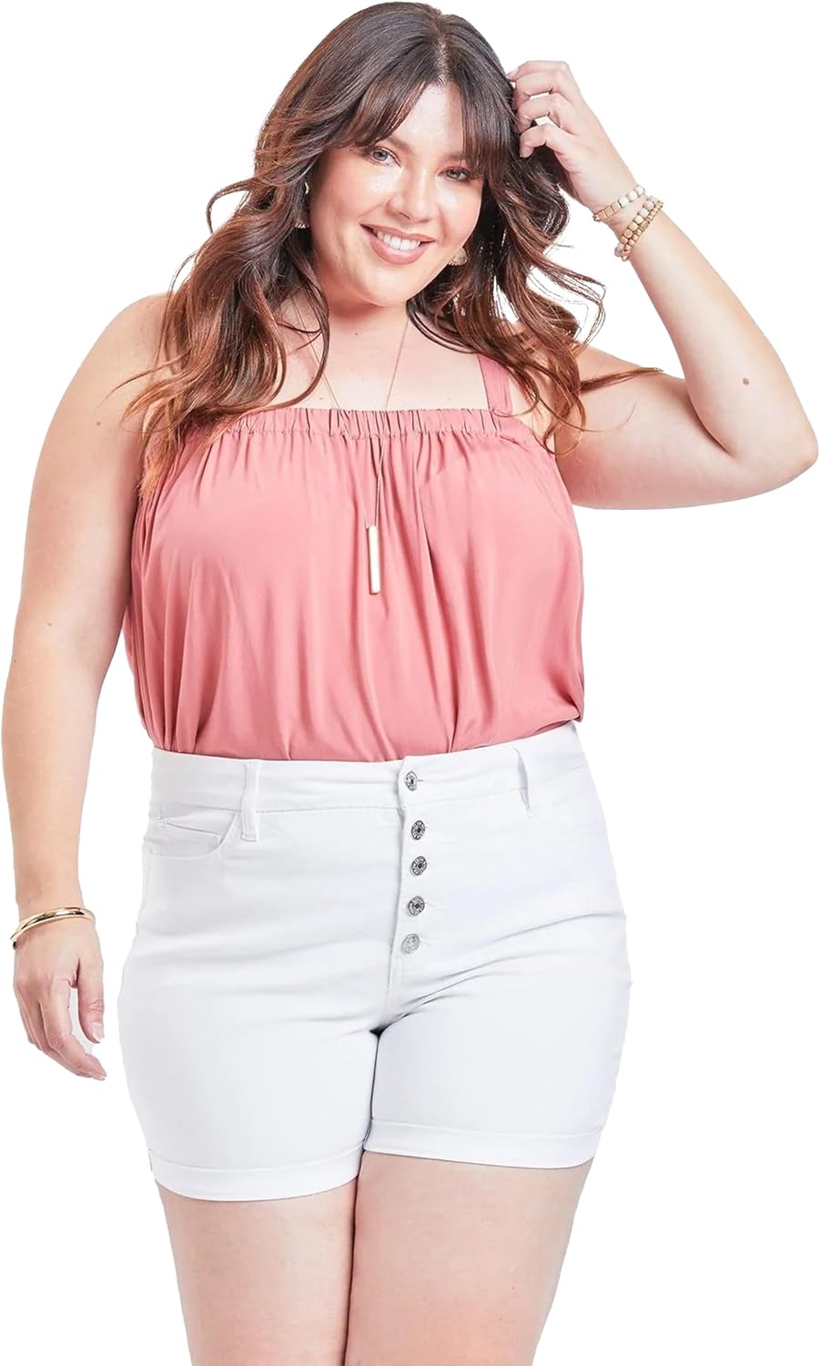 Royalty For Me womens Women's Plus Size High Rise Curvy Exposed Button Fly Cuffed ShortsShorts - Image 6