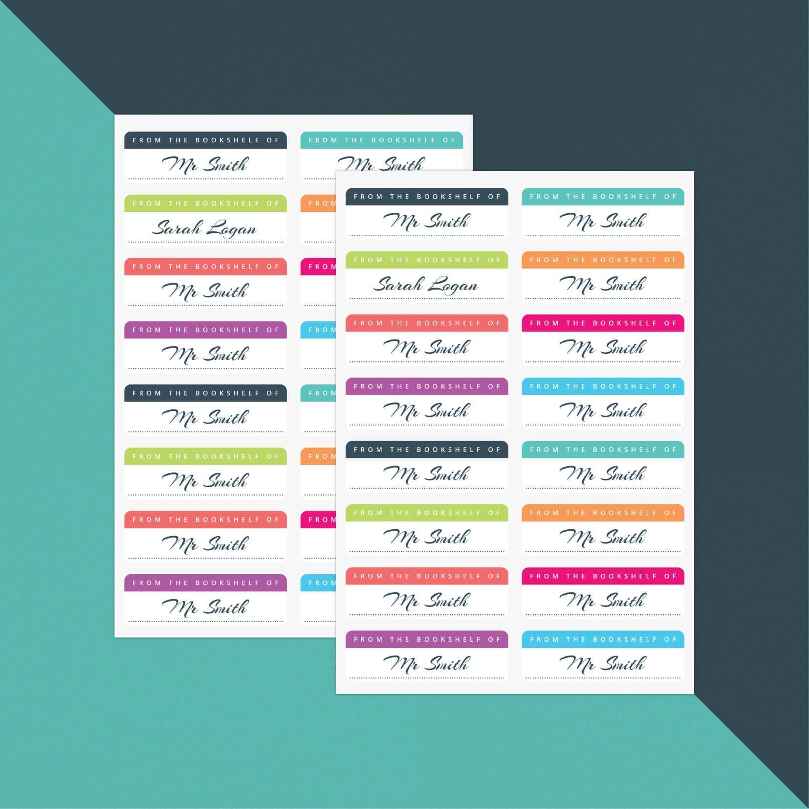 PAPERZIP - Personalised Book Owner (from the bookshelf of) – 32 Stickers for Children, Teachers, Parents, Organisation