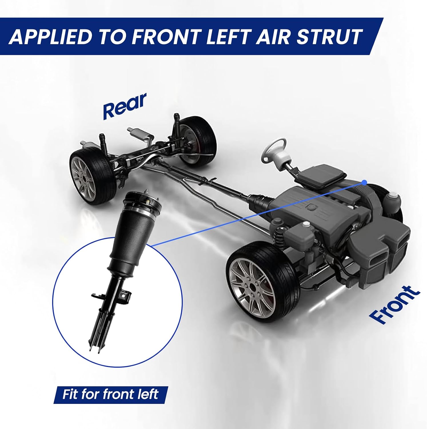 Front Left Air Strut Suspension Replacement for 1998-2007 BMW X5 E53 (with 4 Corner Air Leveling Suspension), OEM Replace Number 37116757501, 37116761443