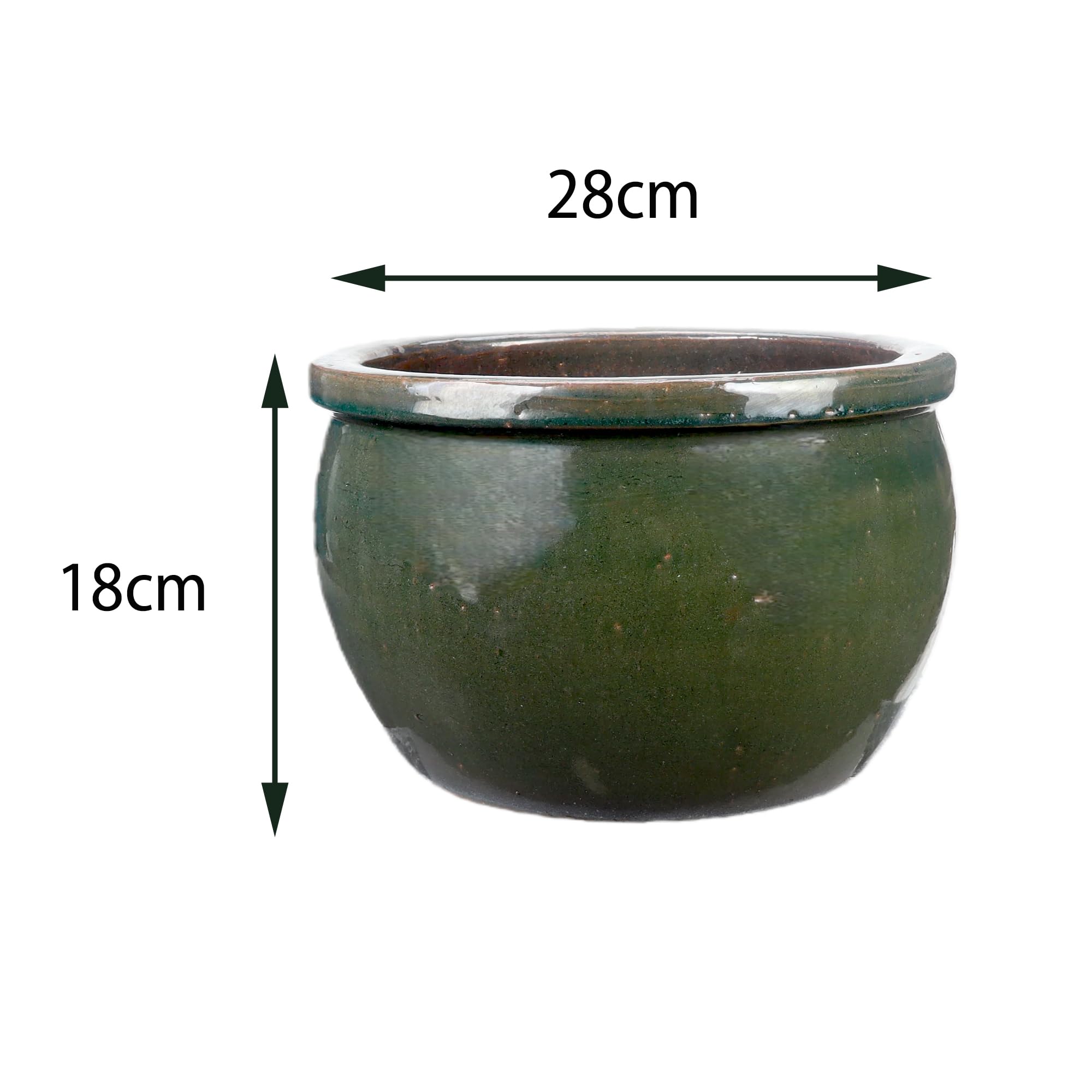 Steinzeug-Blumentopf/Pflanzkübel Bamboo Dunkelgrün 28x18cm frostfest