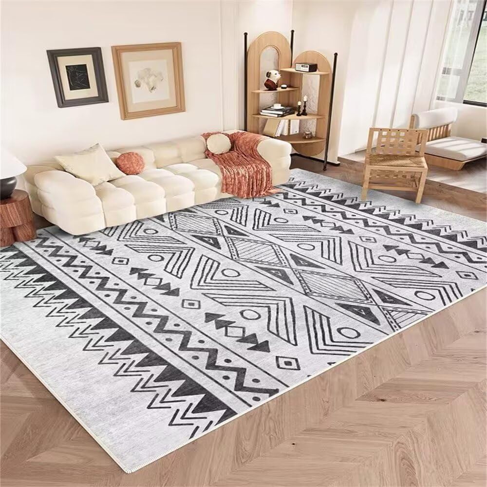 Tapis d'entrée d'extérieur géométrique gris 100x200cm au format long couloir résistant